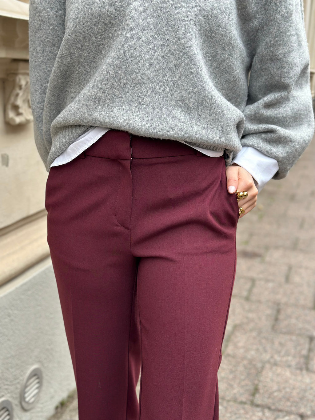 SELECTED FEMME - RITA MV WIDE PANT - TAWNY PORT MELANGE