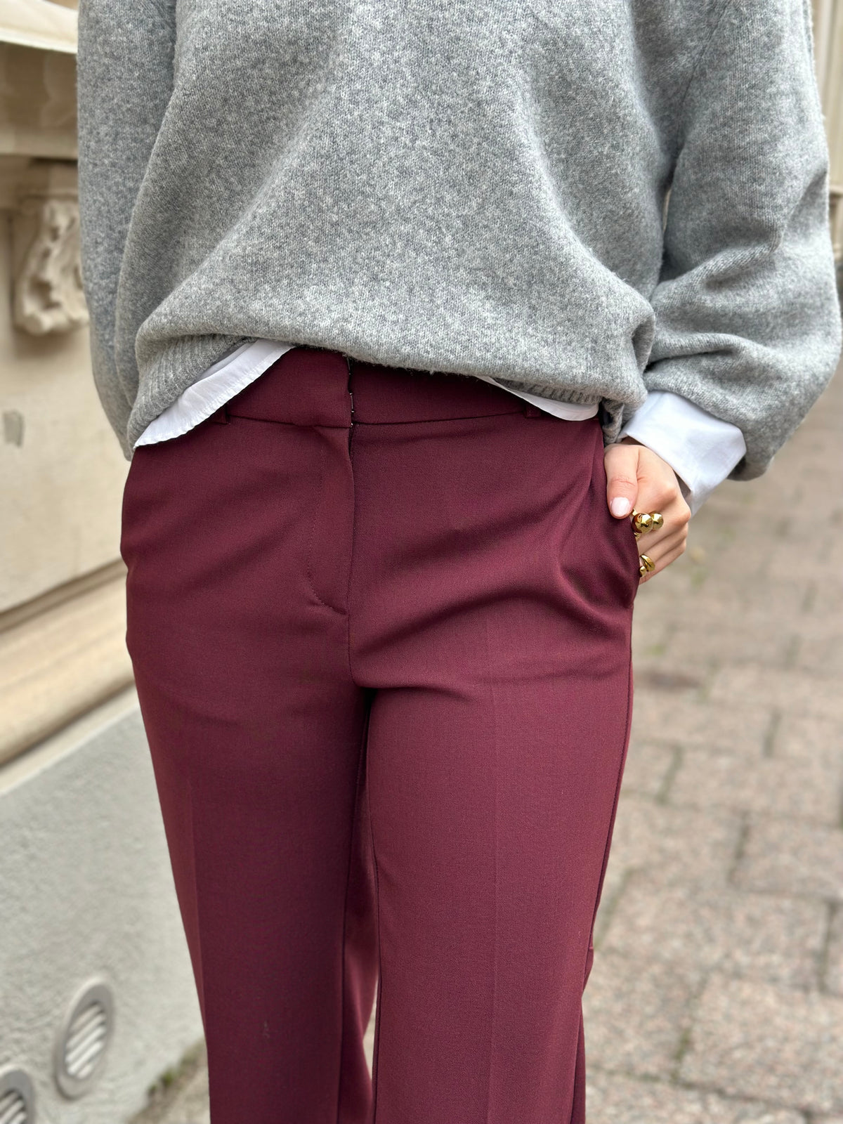 SELECTED FEMME - RITA MV WIDE PANT - TAWNY PORT MELANGE
