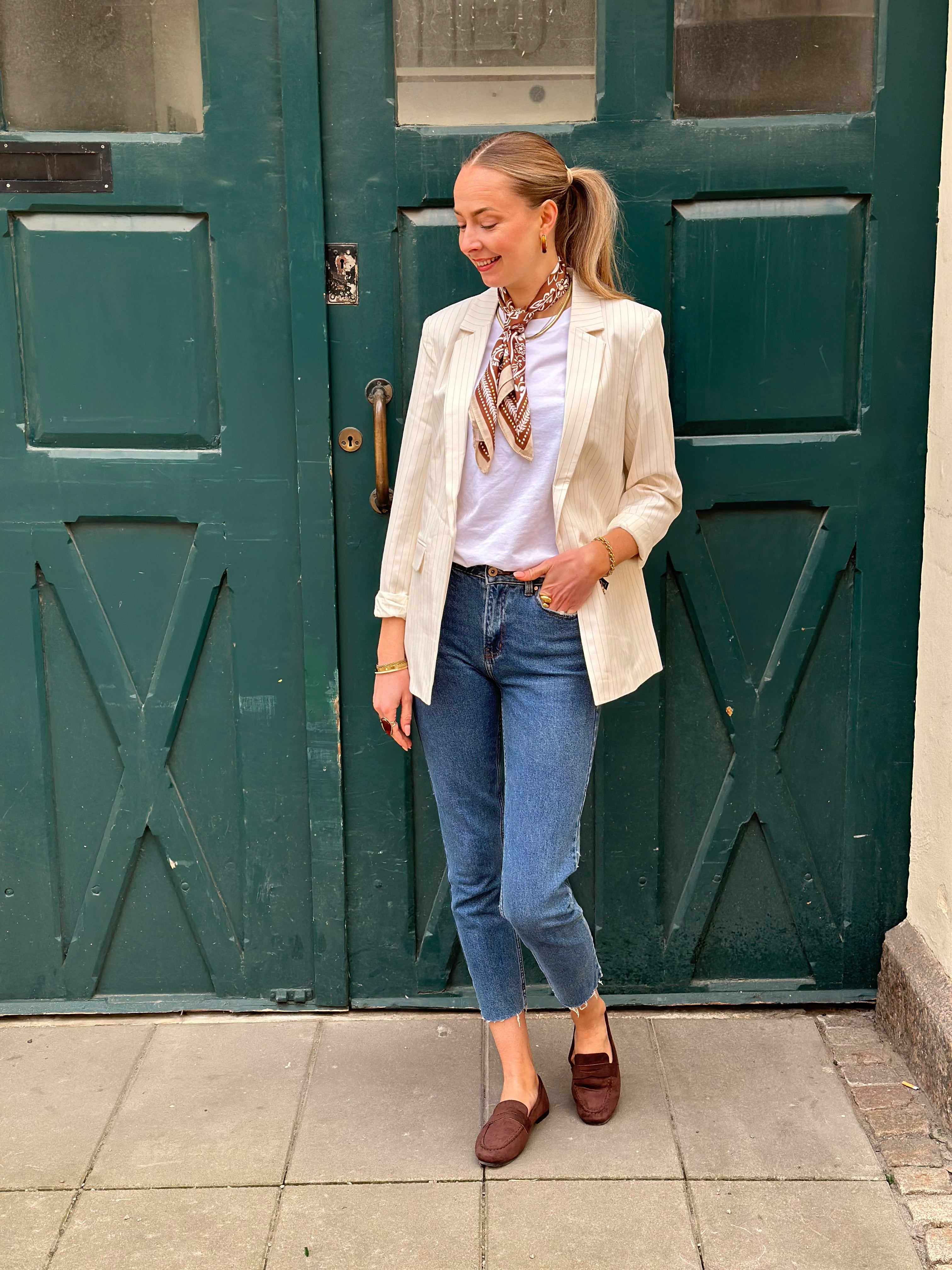 PIECES - BOZZY LS LOOSE STIPED BLAZER - BIRCH/PINSTRIPE