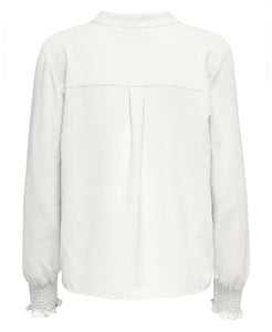 ONLY - METTE V-NECK LS SMOCK TOP - CLOUD DANCER