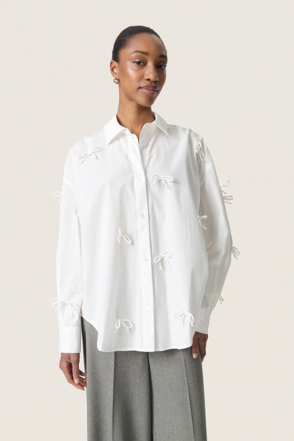 SOAKED - JOA BOW SHIRT - BROKEN WHITE