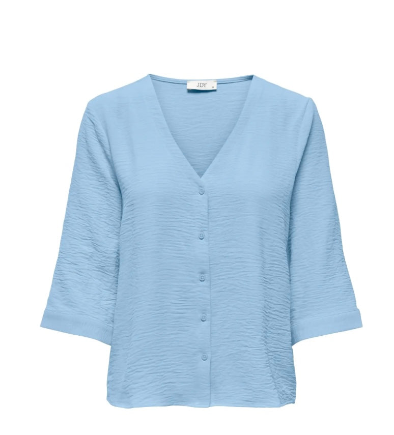 JDY - LION LIFE CAPOTE 3/4 SHIRT - POWDER BLUE