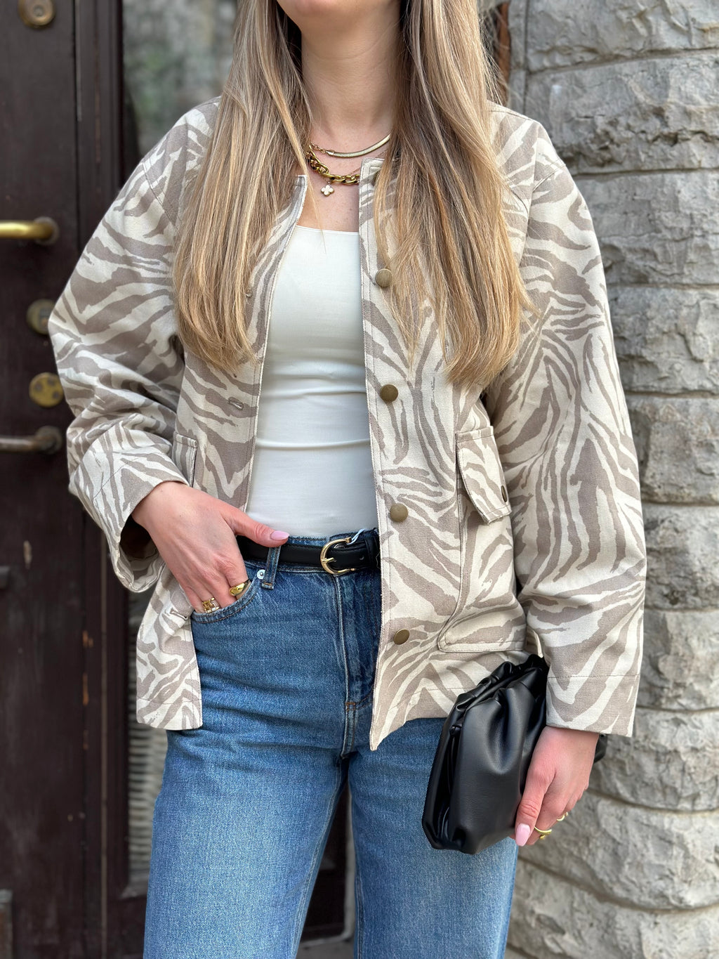 SOAKED NATALIE JACKET - WASHED DOWN WHITE PEPPER