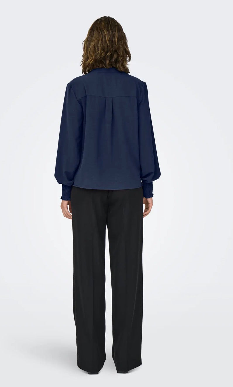 ONLY - METTE V-NECK LS SMOCK TOP - NAVAL ACADEMY