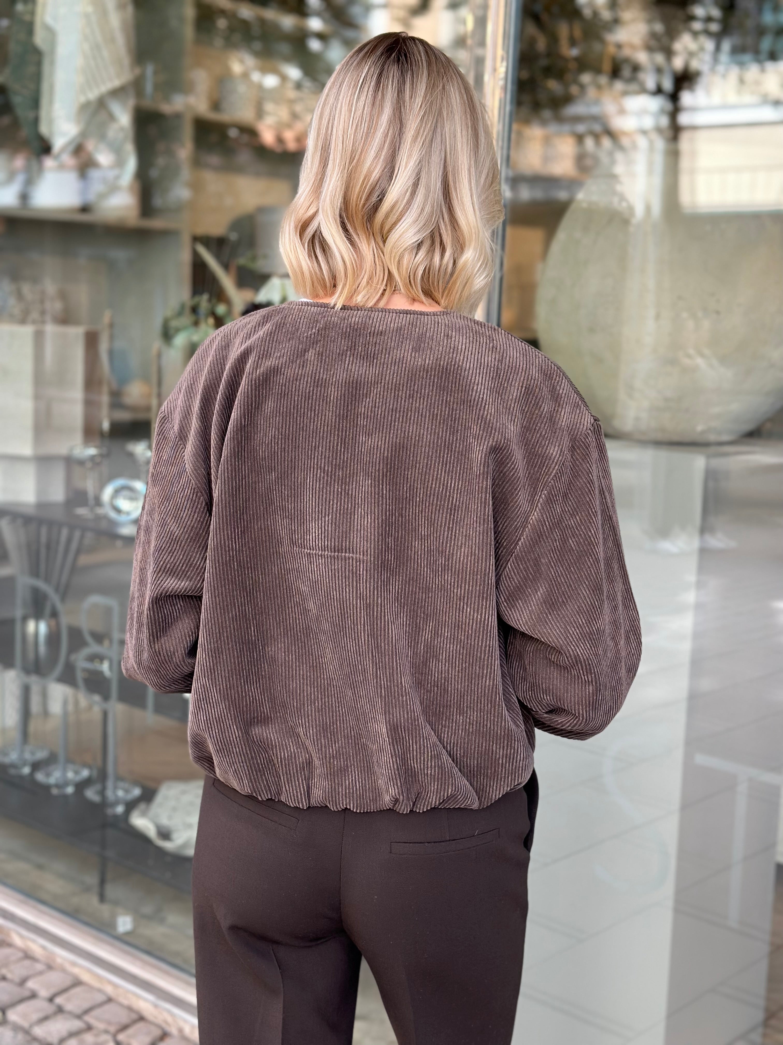 JDY - ALBA CORD BALLON JACKET - CHOCOLATE BROWN/METAL SILVER