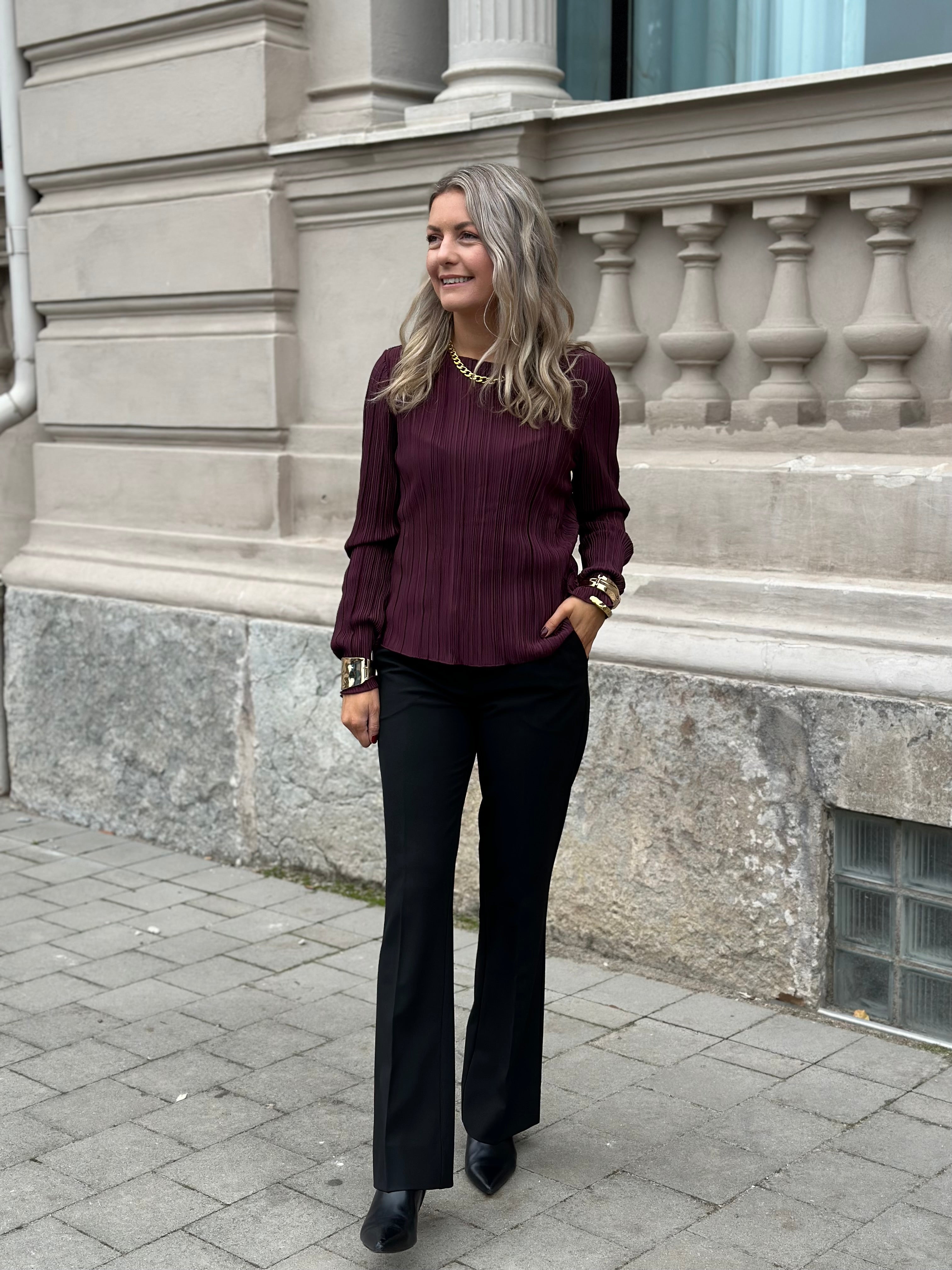 ONLY - PERY L/S TOP BOAT NECK - WINETAISTING