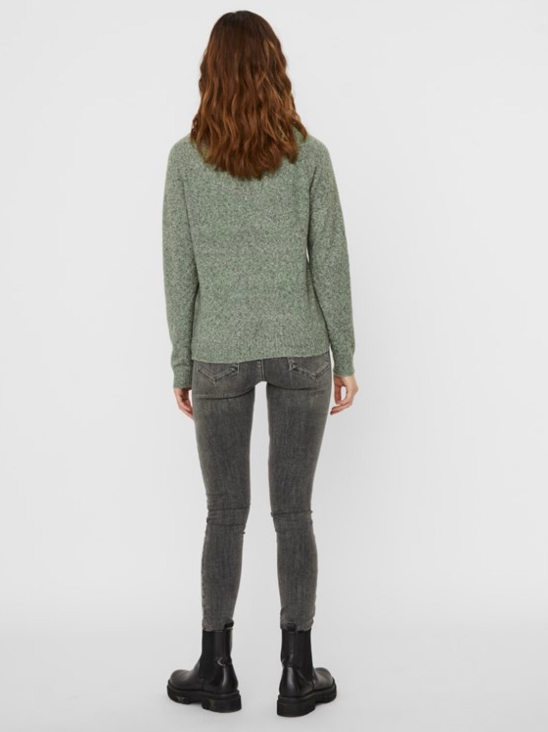 VERO MODA - DOFFY LS O-NECK BLOUSE - LAUREL WREATH/MELANGE