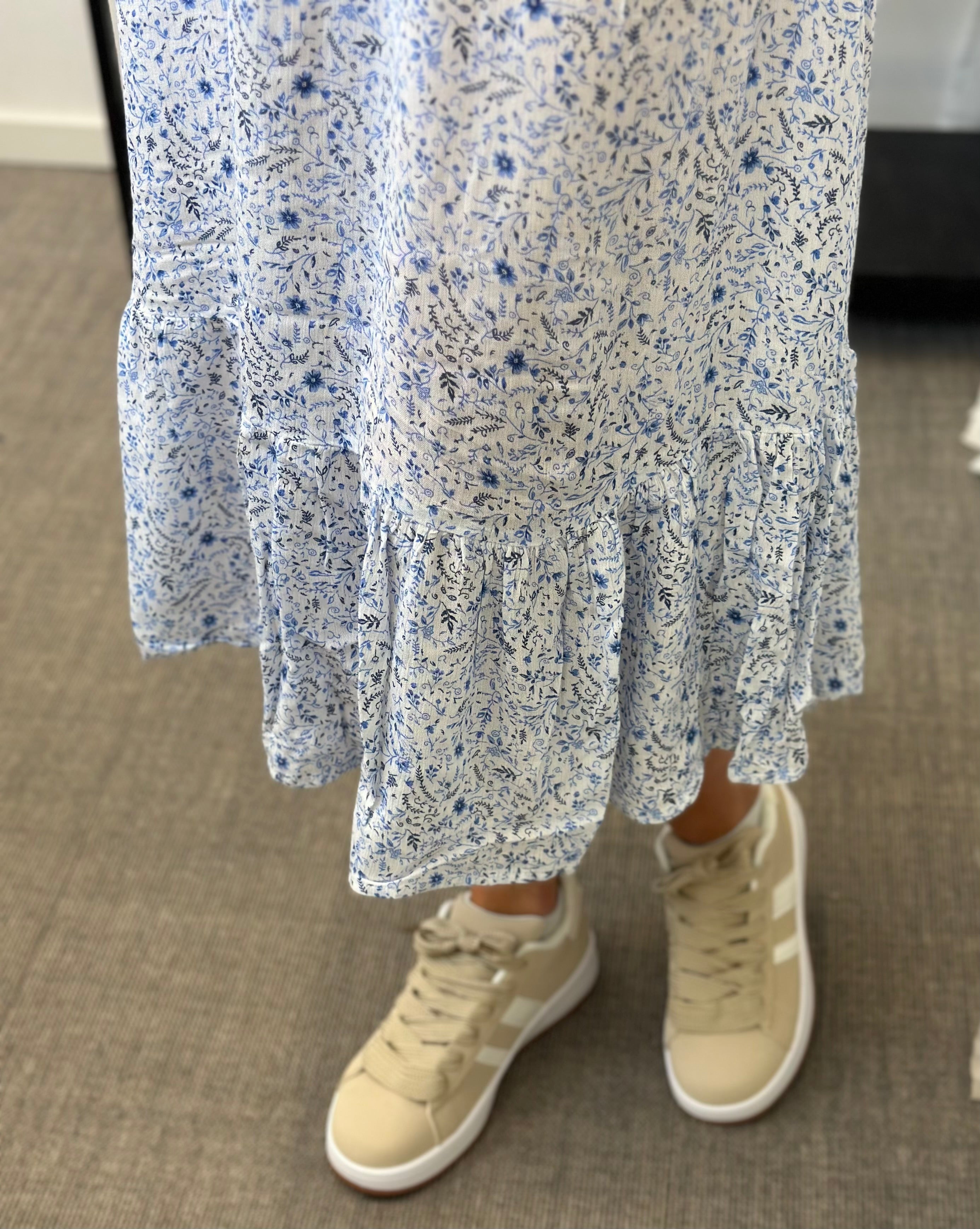 ONLY - CHINTI S/S LONG DRESS - CLOUD DANCER/VIOLA FLOWER