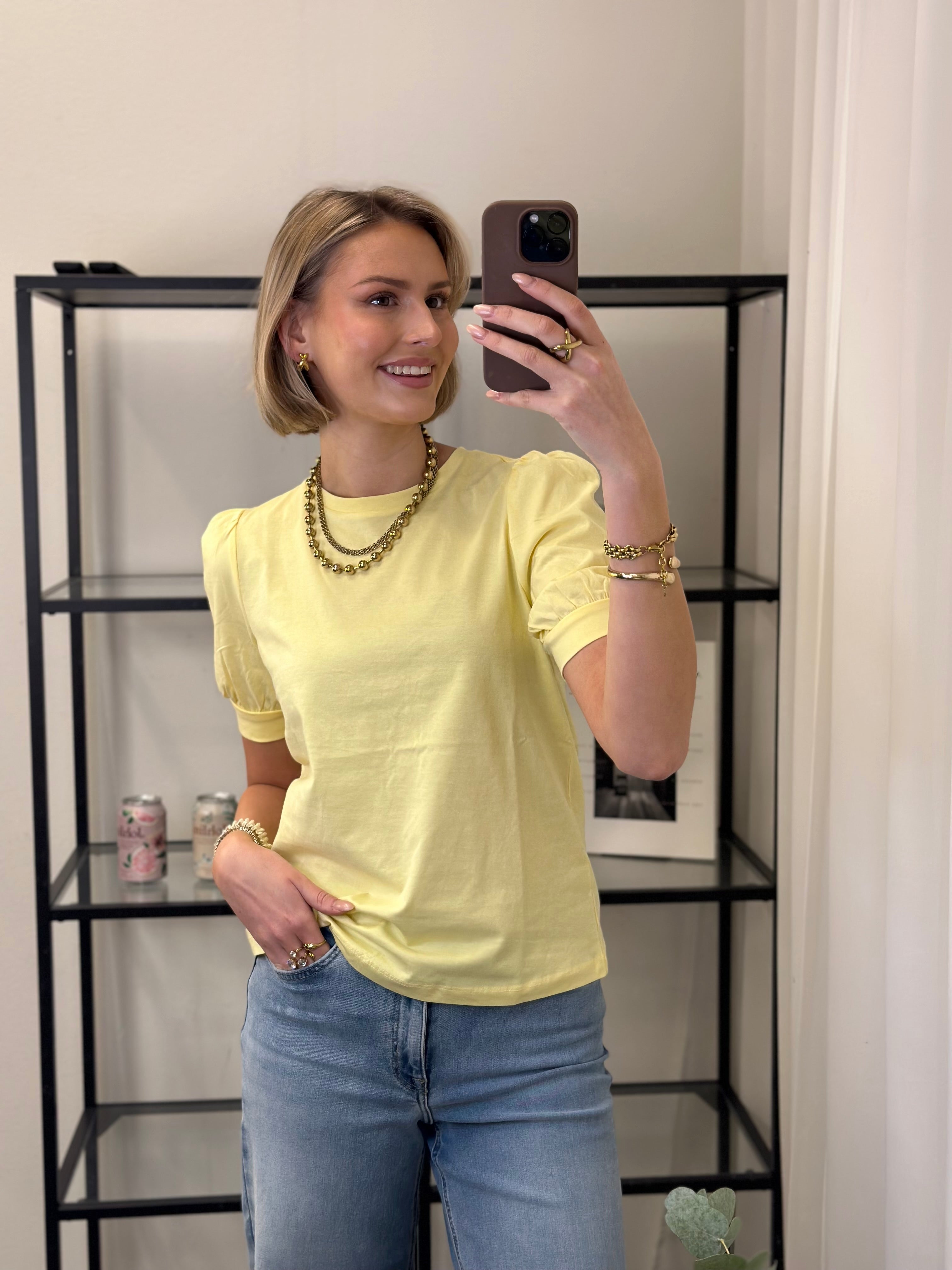 AWARE - KERRY 2/4 O-NECK TOP - LEMON MERINGUE