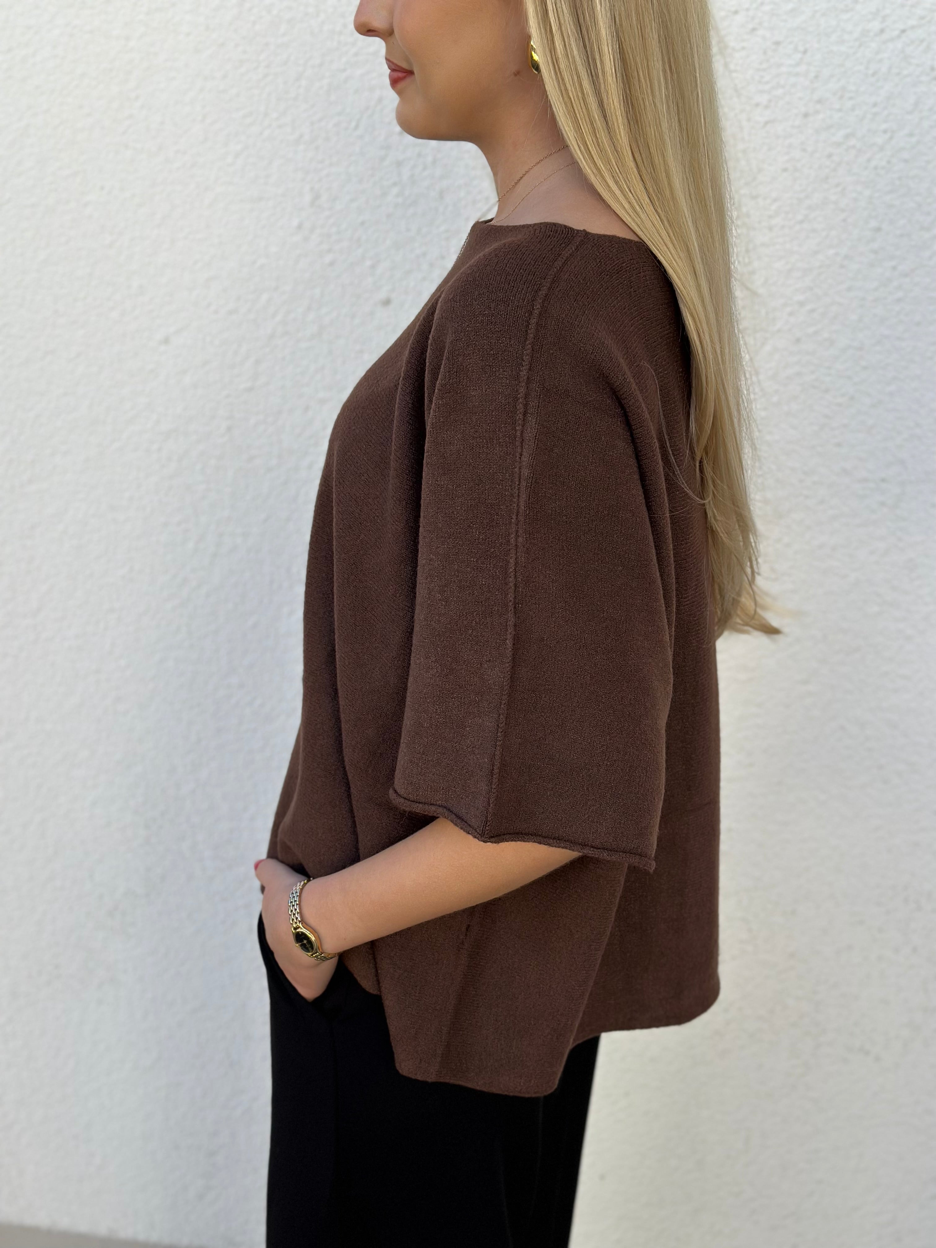 MARTA - STICKAD TRÖJA 5003 - BROWN