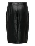 ONLY - OLINE FAUX LEATHER SKIRT - BLACK