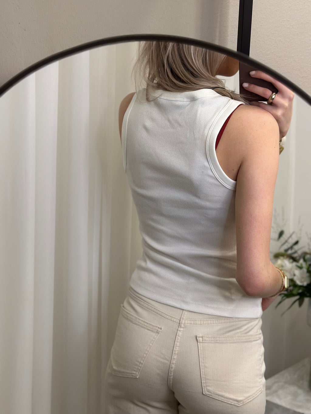 VEROMODA - NAJA TANK TOP BOX - SNOW WHITE/PEACH