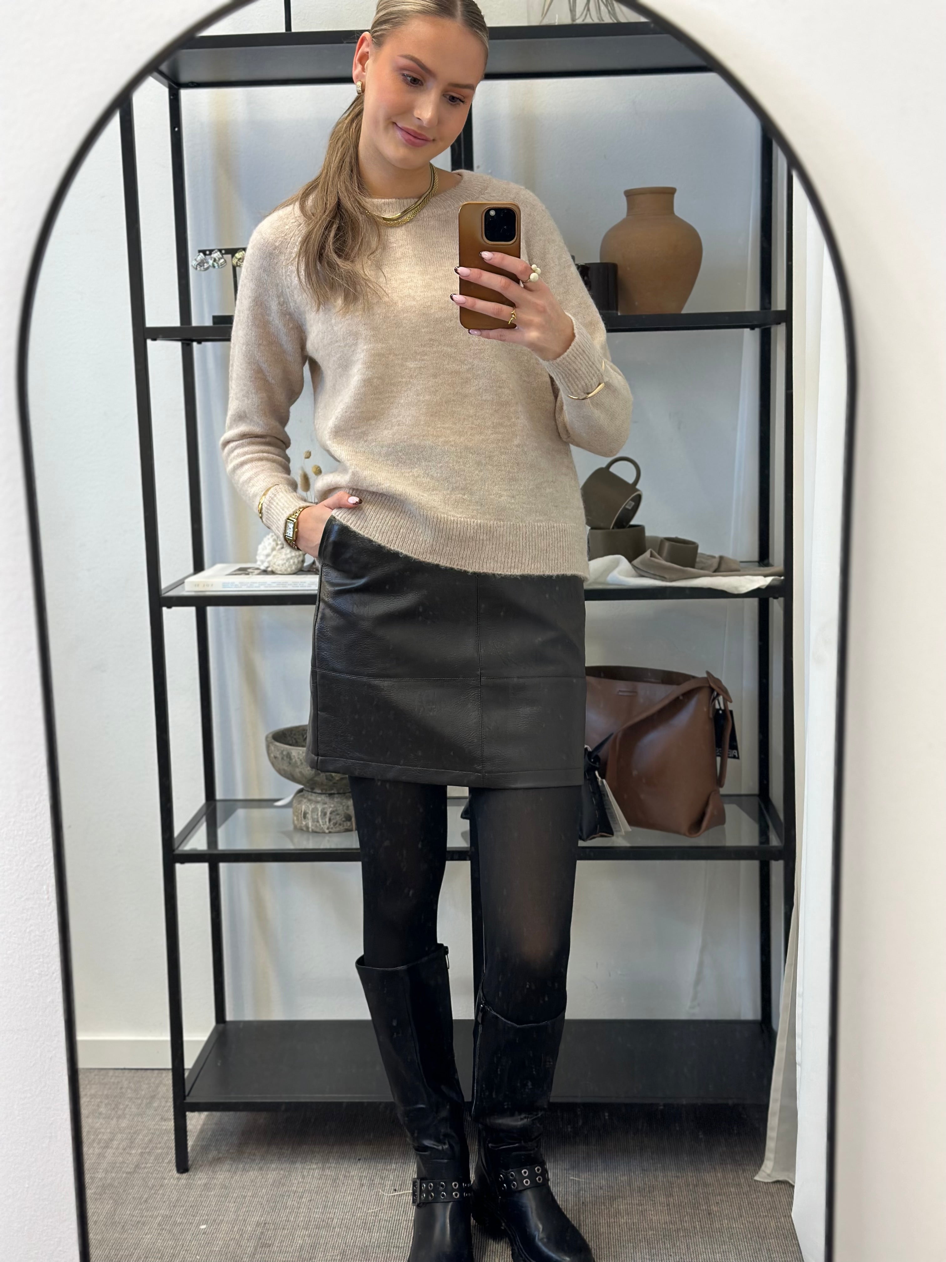 PIECES - SOPHIE FLEECE TIGHTS - BLACK/NUDE FLEECE