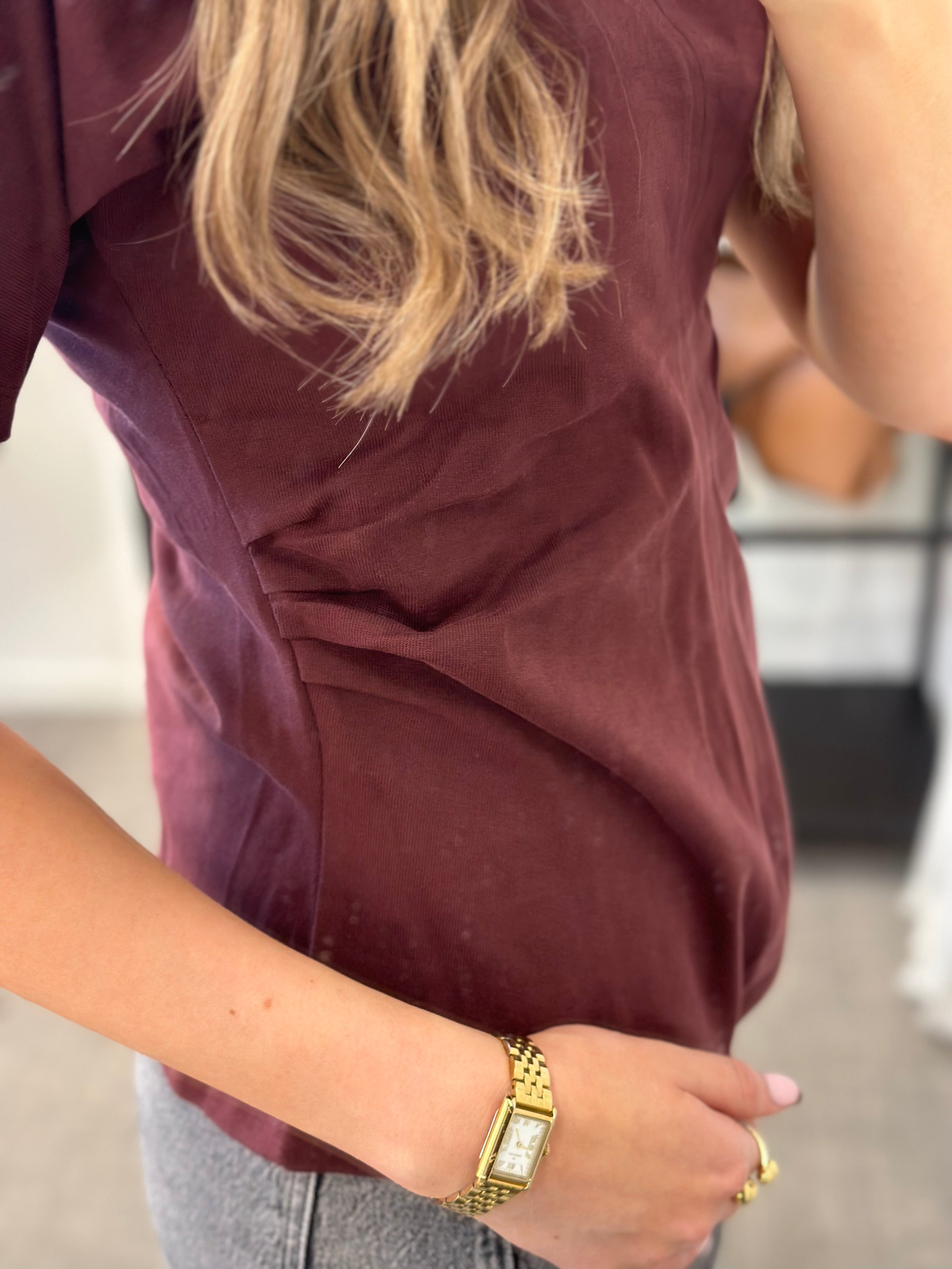 ONLY - MARIE LIFE S/S RUCHING TOP - DECADENT CHOCOLATE