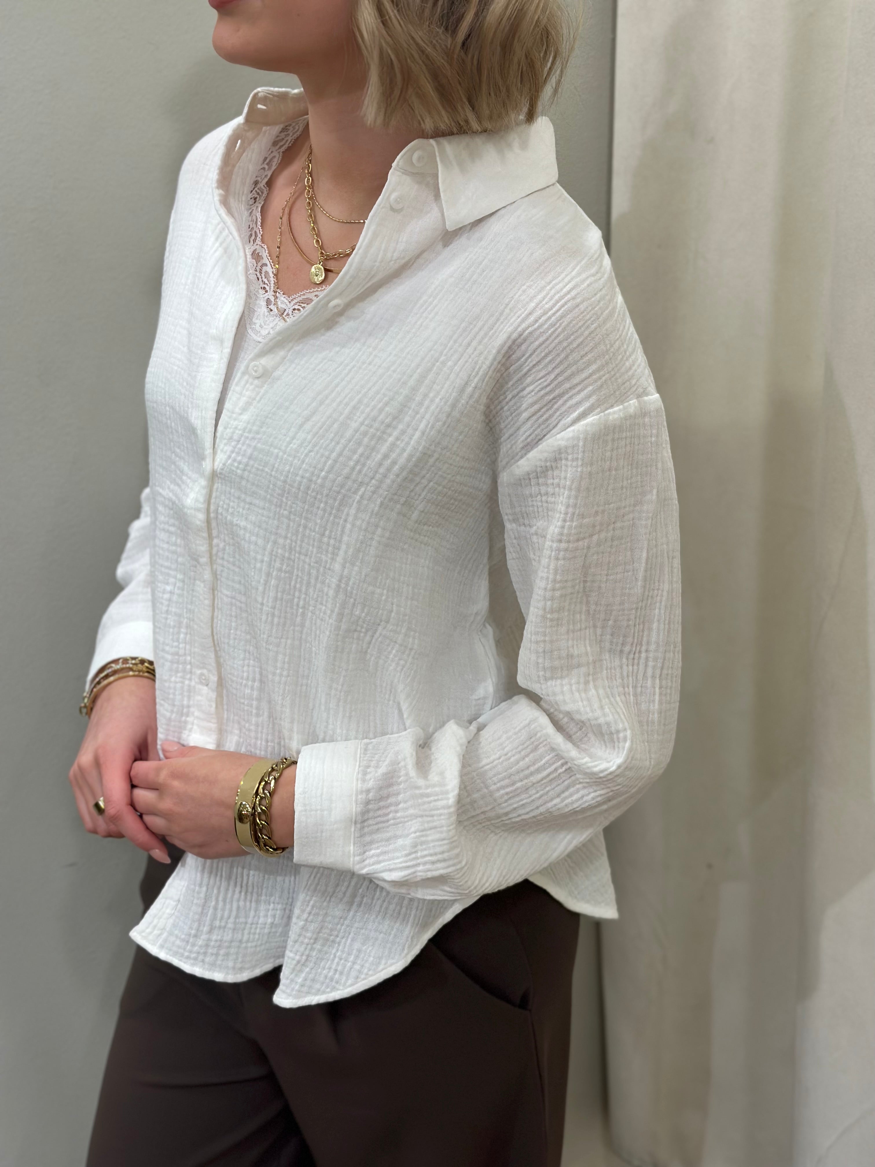 JDY - THEIS LIFE L/S LOOSE SHIRT - CLOUD DANCER