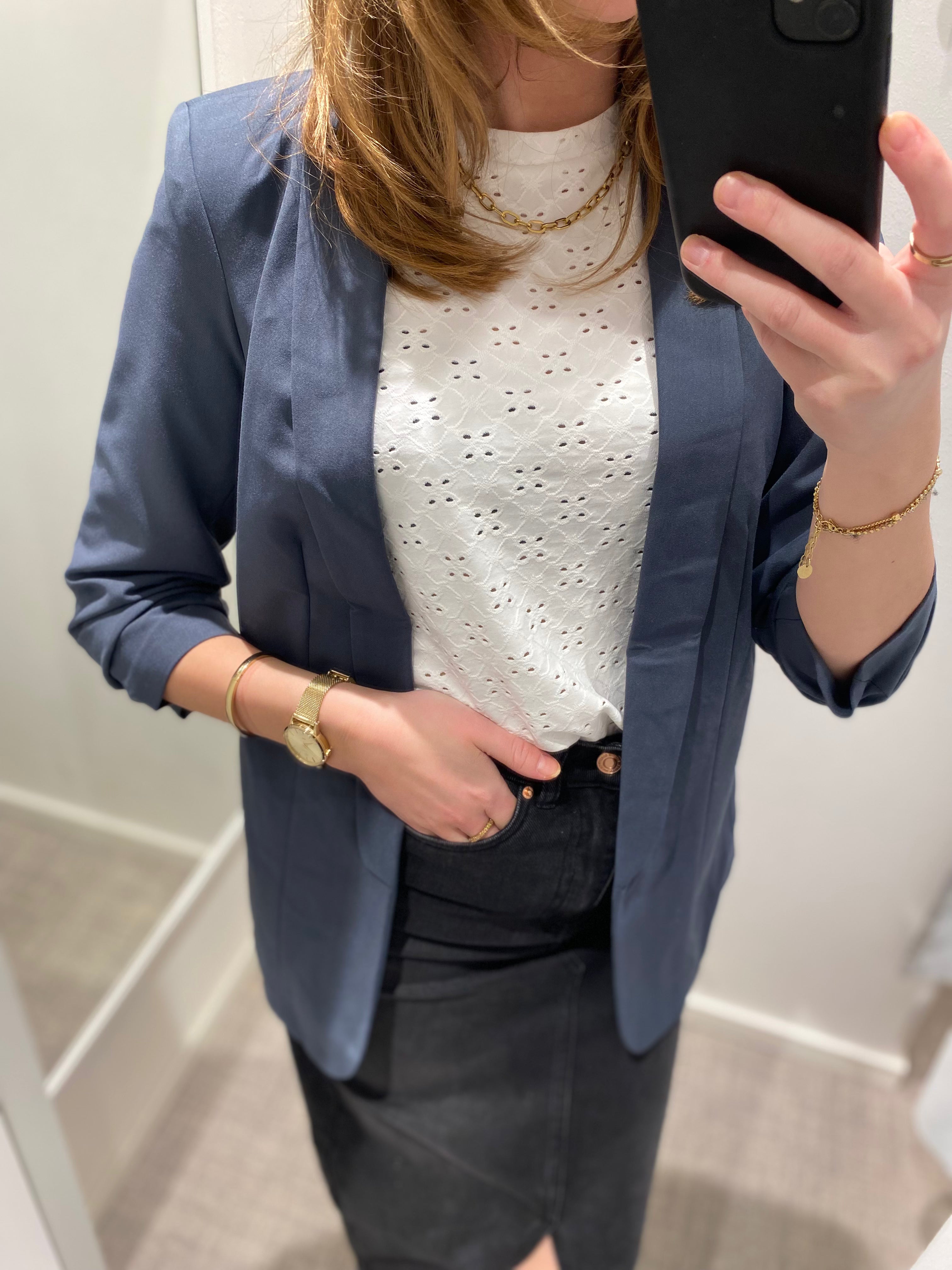 PIECES - BOSELLA 3/4 BLAZER - OMBRE BLUE