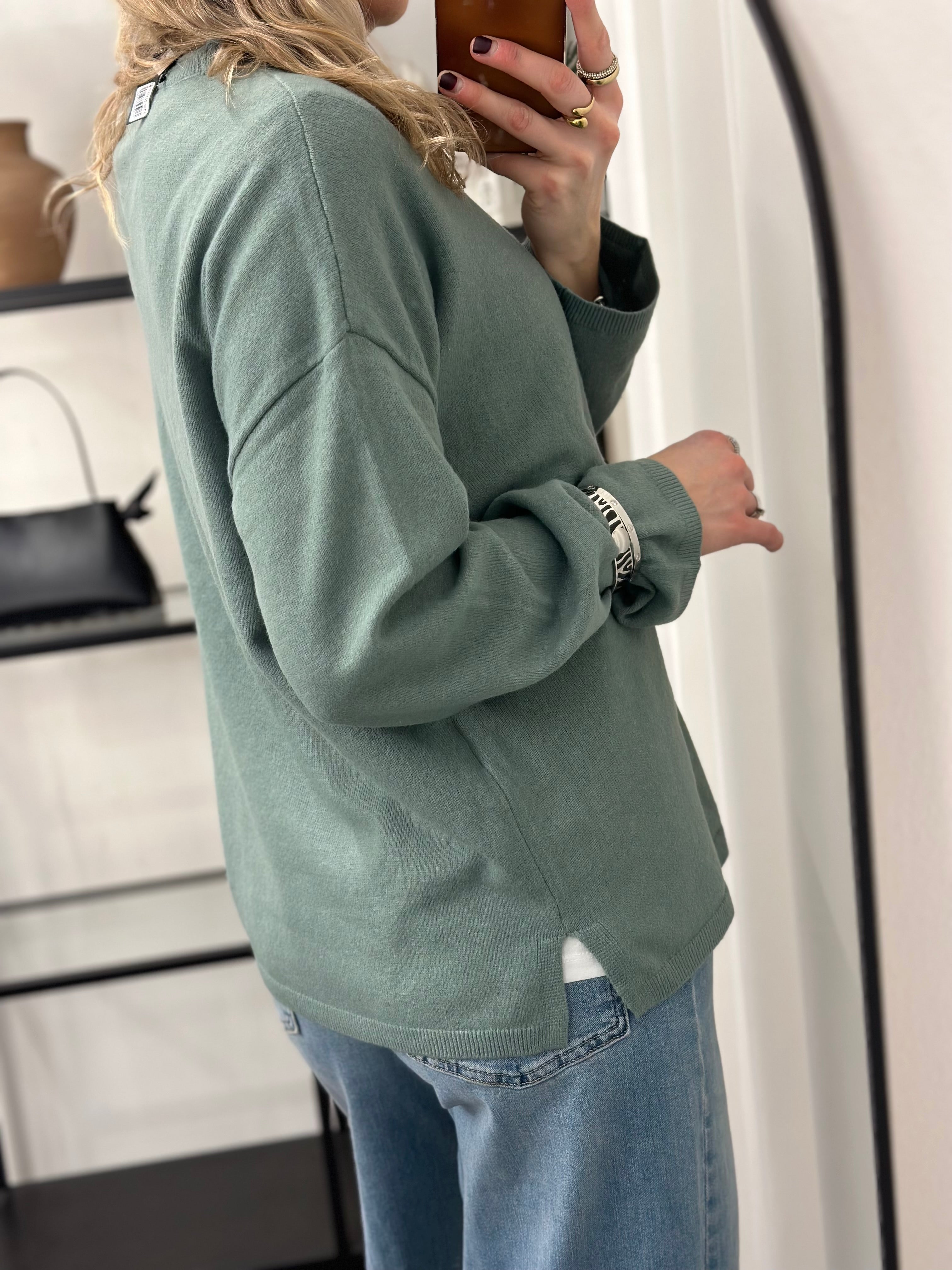 ONLY - LOYAL AMALIO LIFE LS O-NECK - CHINOIS GREEN/MELANGE