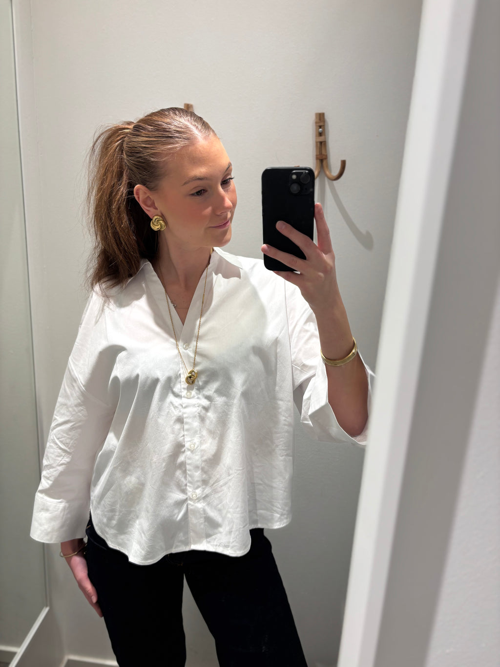 JDY - MIO 7/8 SHIRT - WHITE