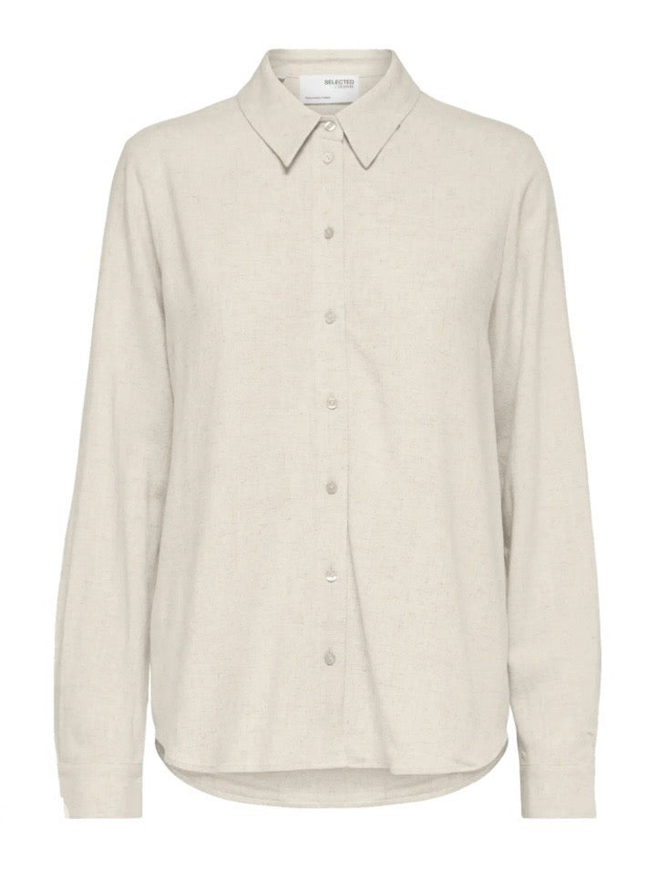 SELECTED FEMME - VIVA LS SUN SHIRT - SANDSHELL