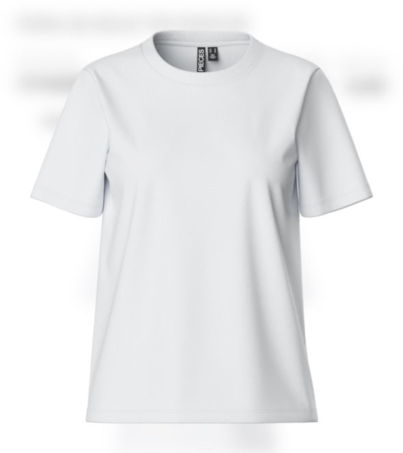 PIECES - RIA SS SOLID TEE - BRIGHT WHITE