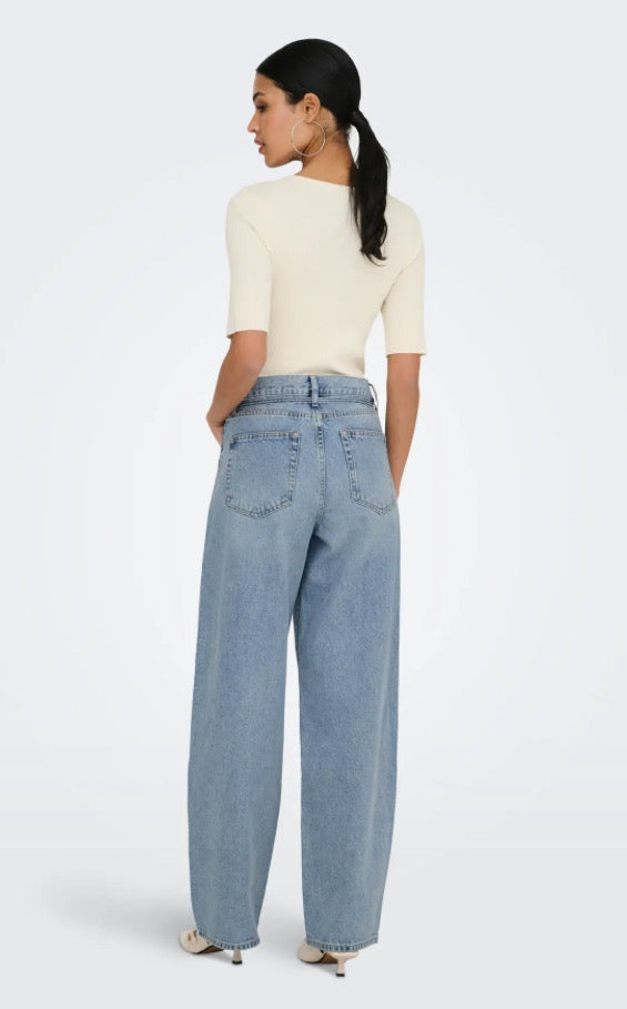 ONLY - GIANNA MW STAIGHT DOT450 - LIGHT BLUE DENIM