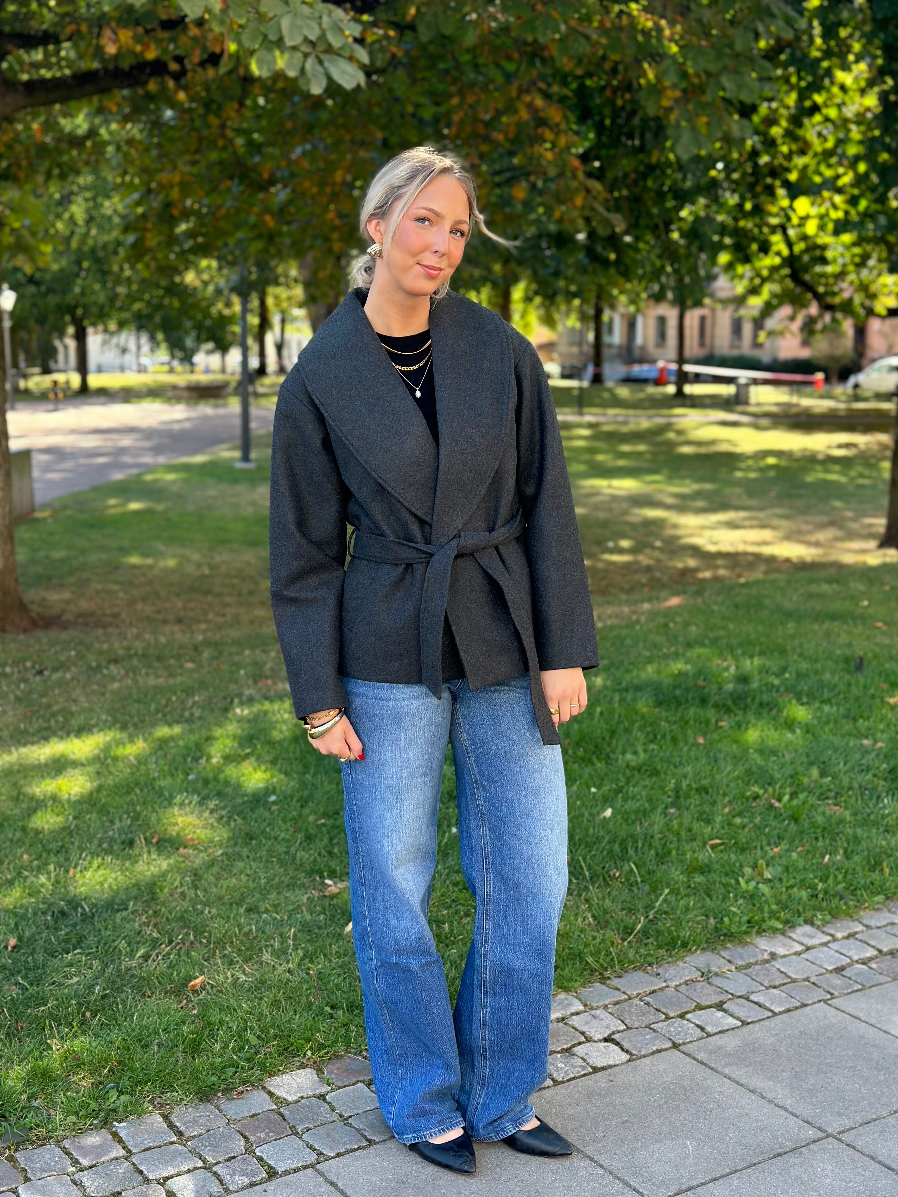 ONLY - AUGUSTA LIFE SHORT COAT - DARK GREY MELANGE