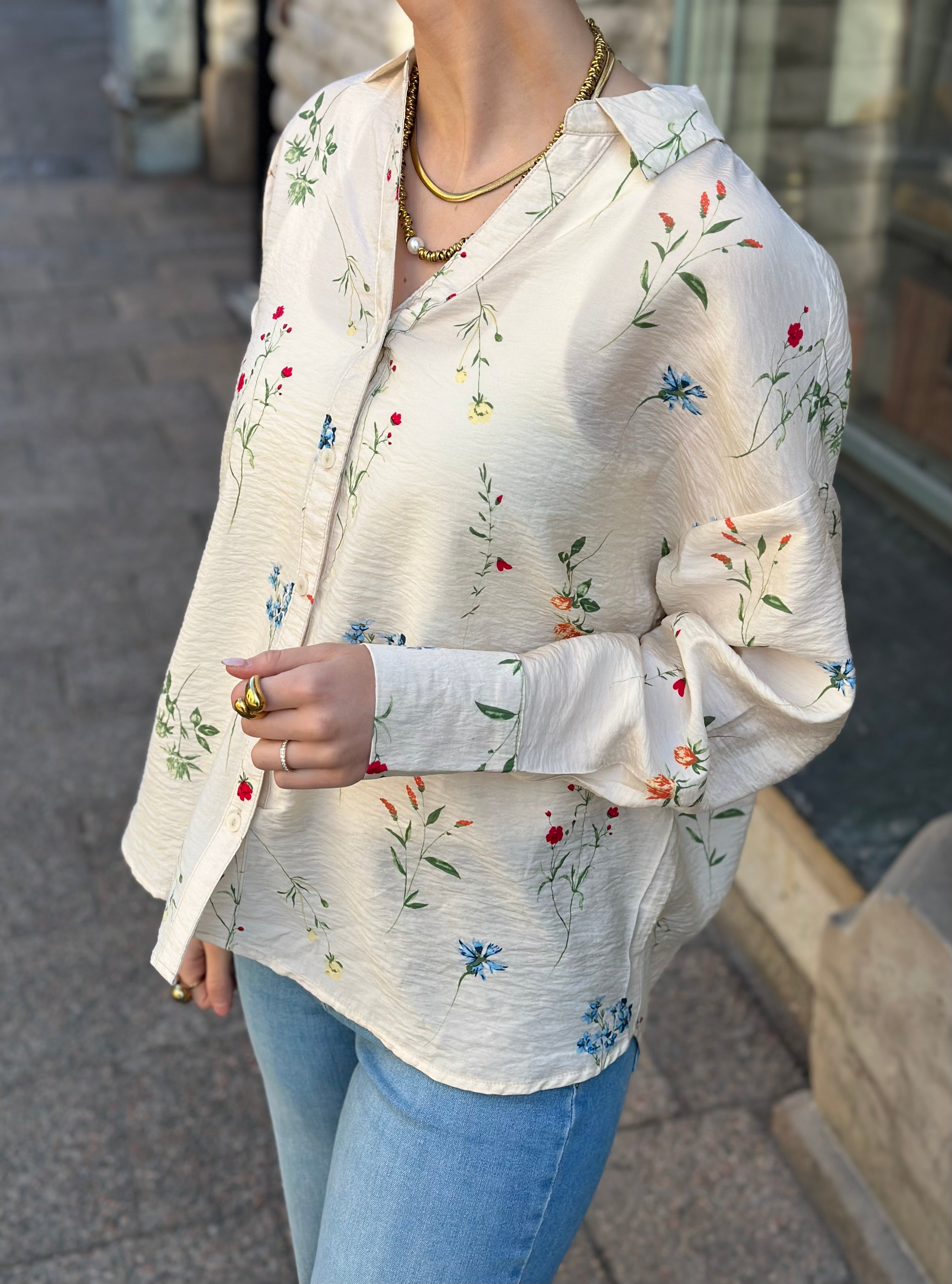 VEROMODA - JOSIE LS OVERSIZE SHIRT - BIRCH/BINA