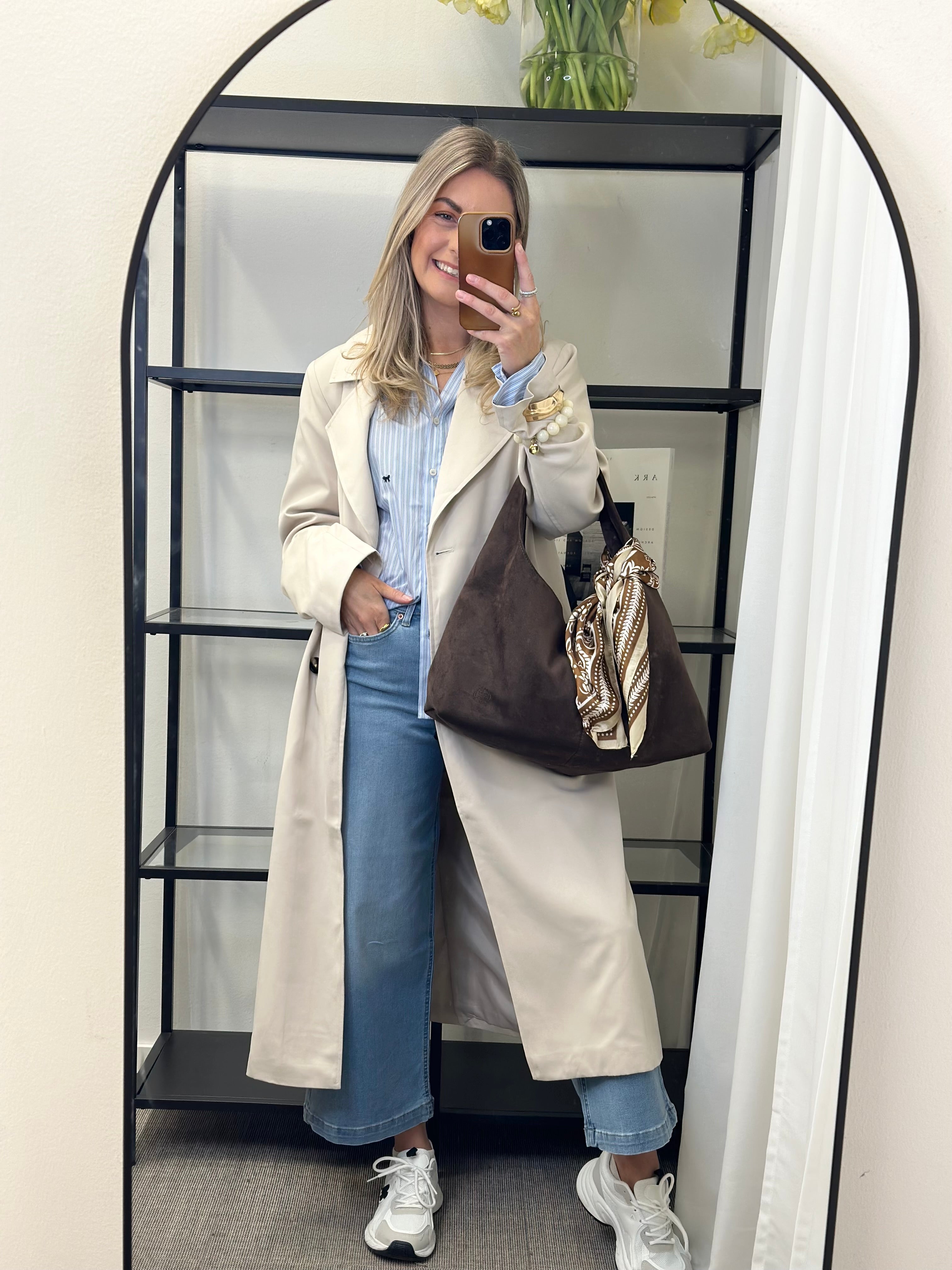 PIECES - SCARLETTE LS TRENCHCOAT - SILVER GREY