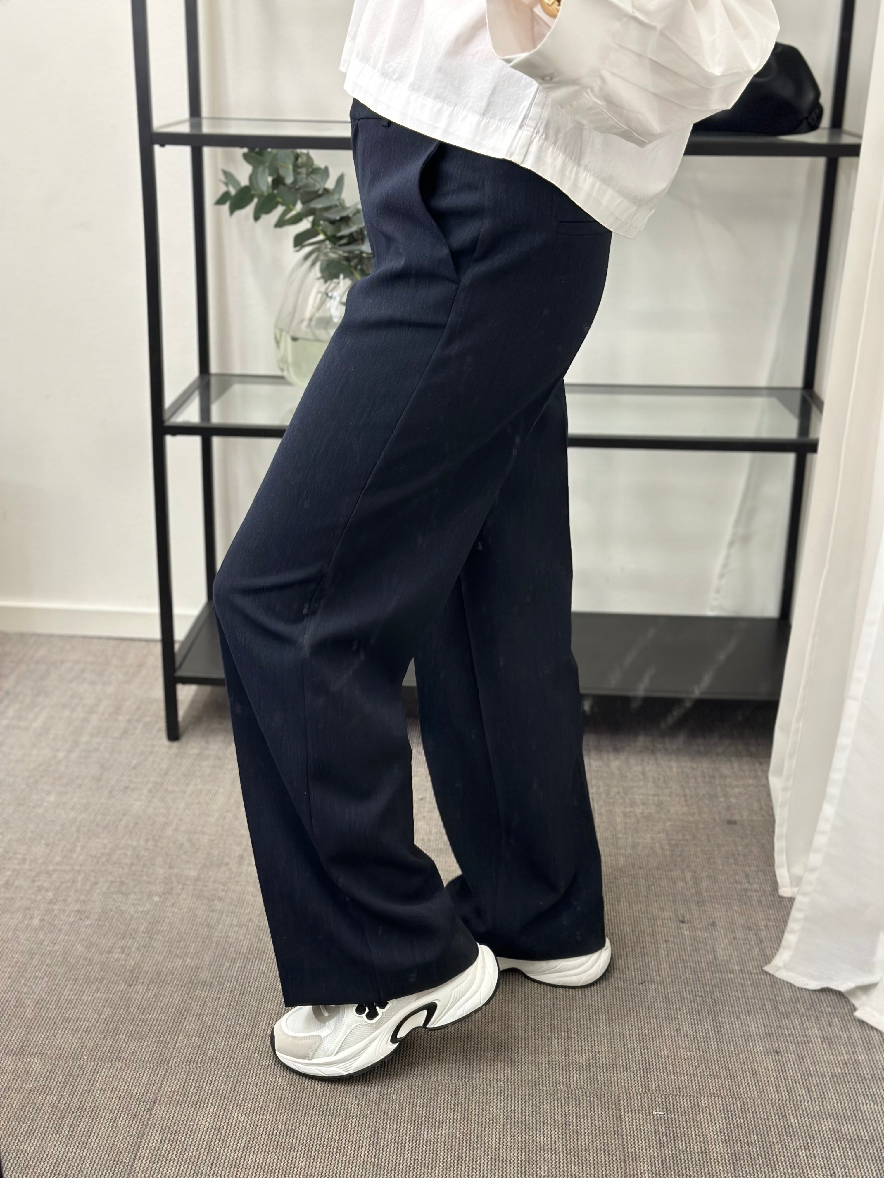 SELECTED FEMME - RITA MW WIDE PANT - DARK SAPPHIRE/MELANGE