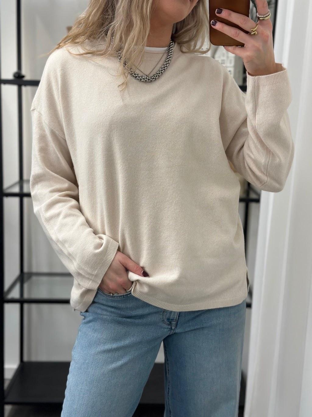 ONLY - LOYAL AMALIO LIFE LS O-NECK - MOONBEAM/MELANGE