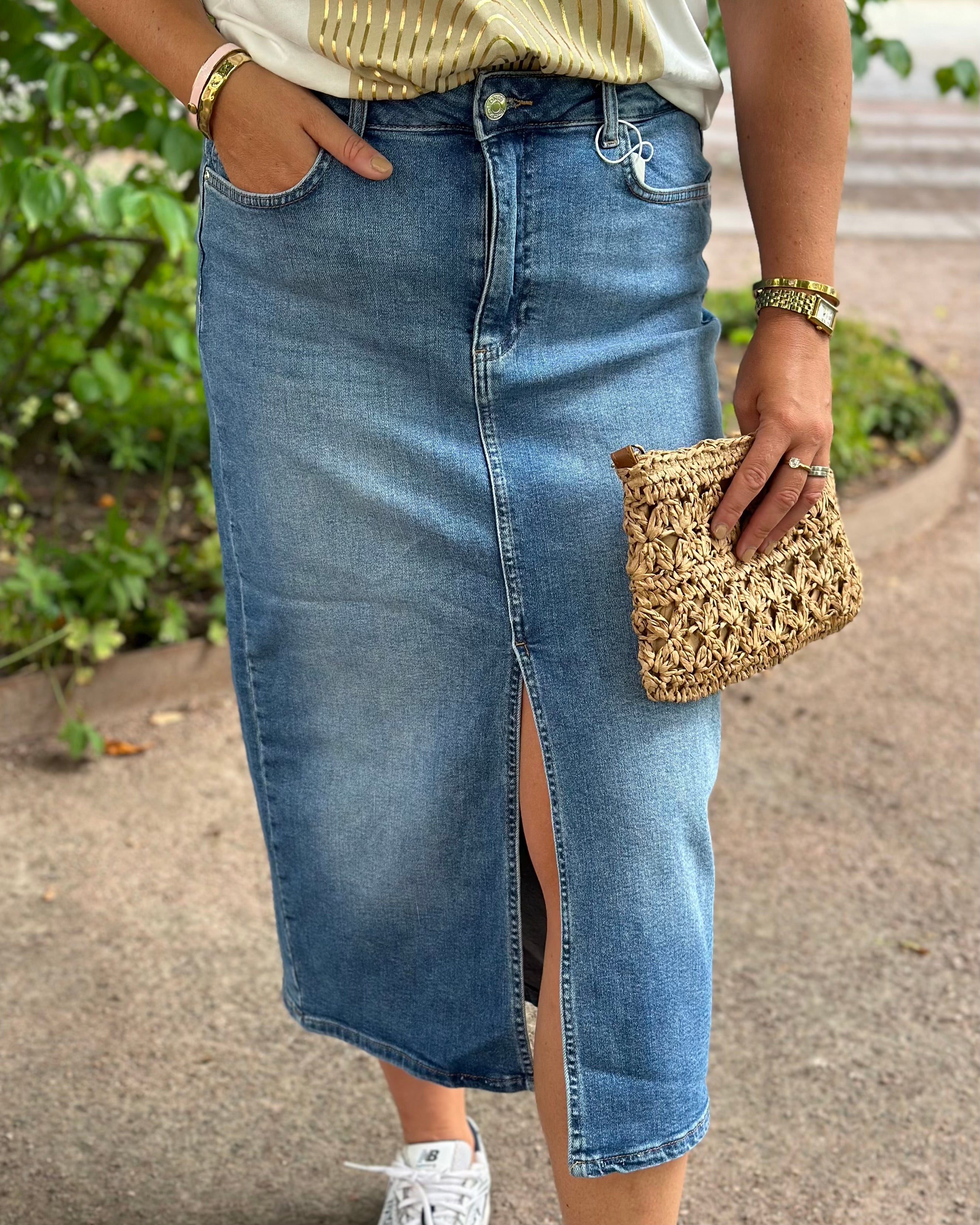 ONLY - ENYA REG MIDI SKIRT DENIM - MEDIUM BLUE DENIM