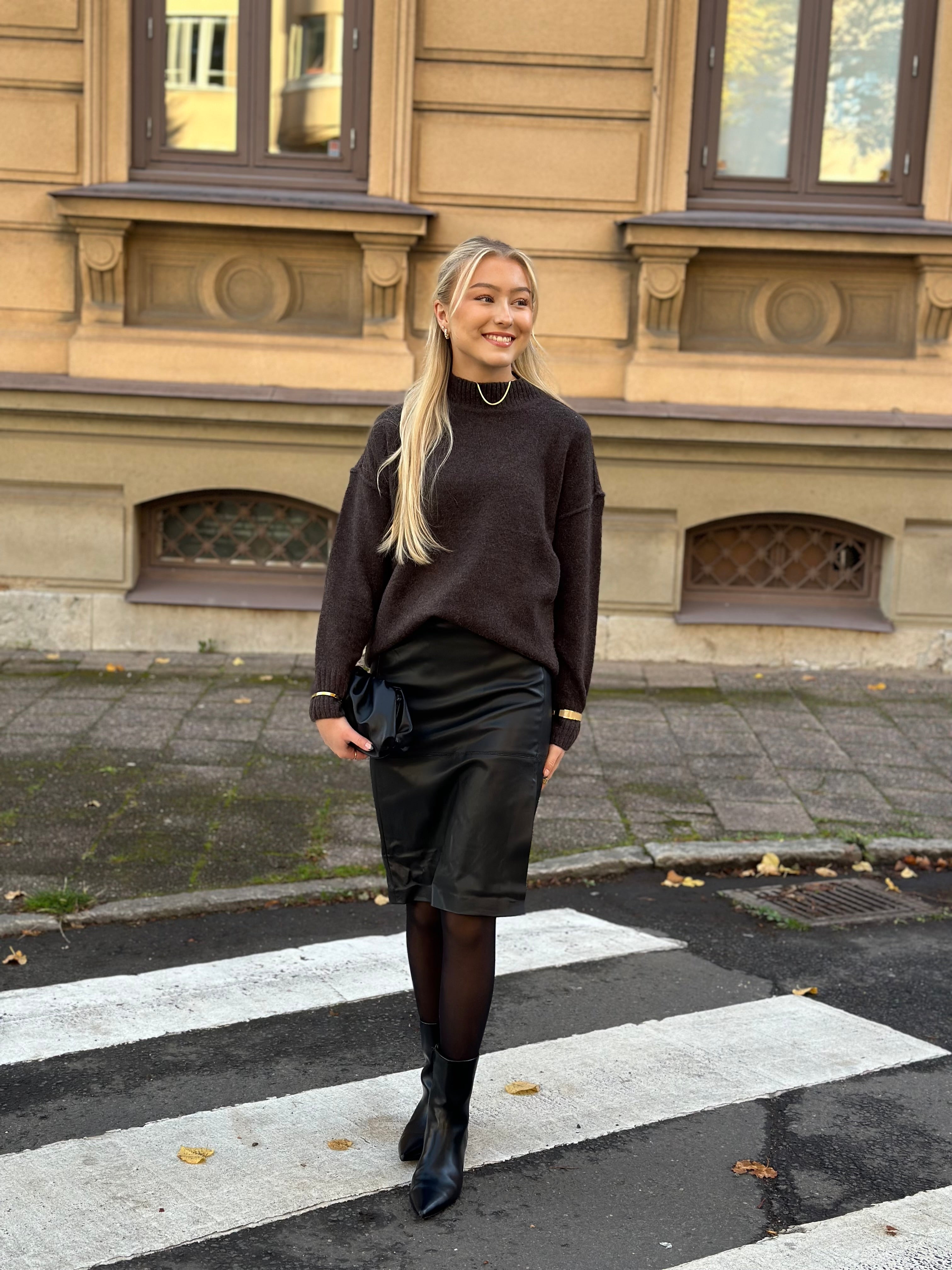 ONLY - OLINE FAUX LEATHER SKIRT - BLACK