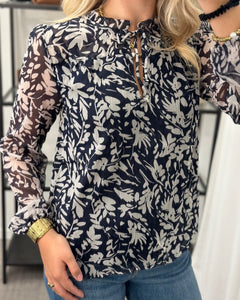 ONLY - DITSY L/S BLOUSE - NIGHT SKY/HEMA FLOWER