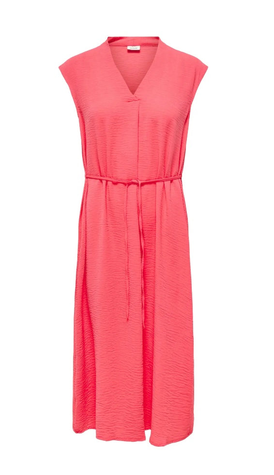 JDY - DIVYA LIFE S/L MIDI DRESS - CALYPSO CORAL