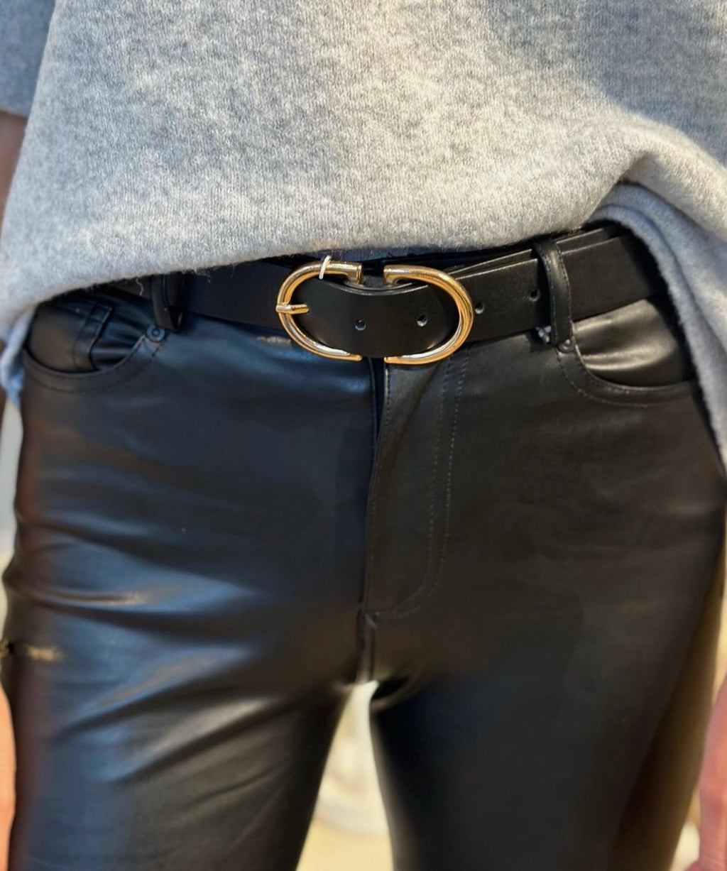 VERO MODA - SARA COATED BELT - BLACK/GOLD