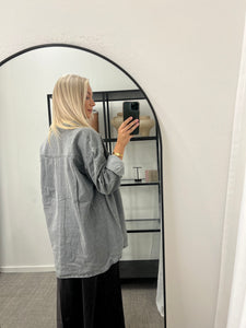 PIECES - MAISIE LS DENIM SHIRT - GREY DENIM