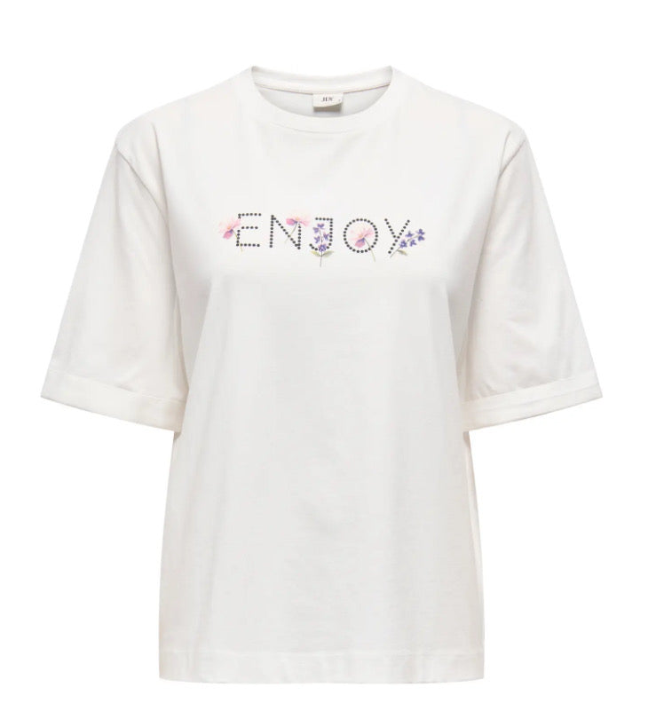 JDY - IDAHO LIFE S/S T-SHIRT - CLOUD DANCER ENJOY