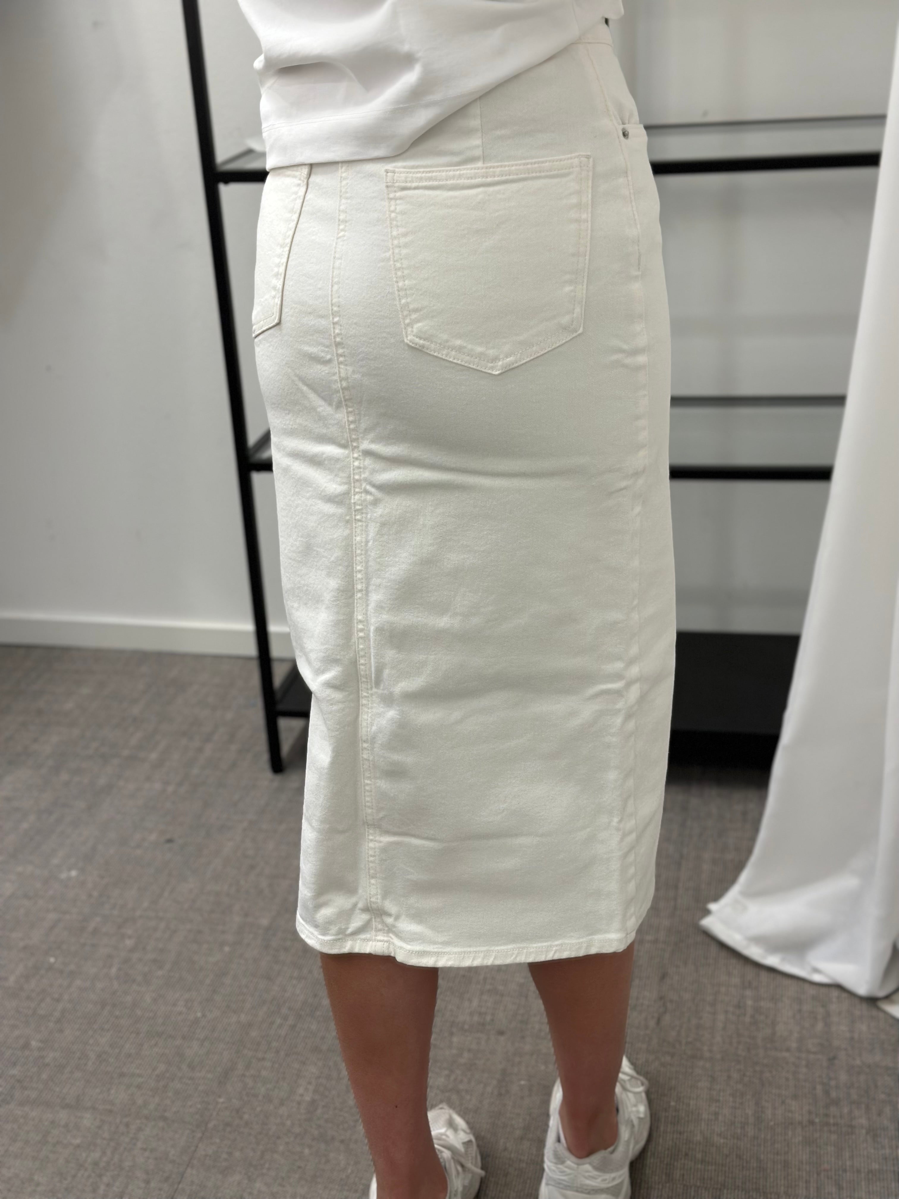 VERO MODA - VERI HR CALF DENIM SKIRT - ECRU