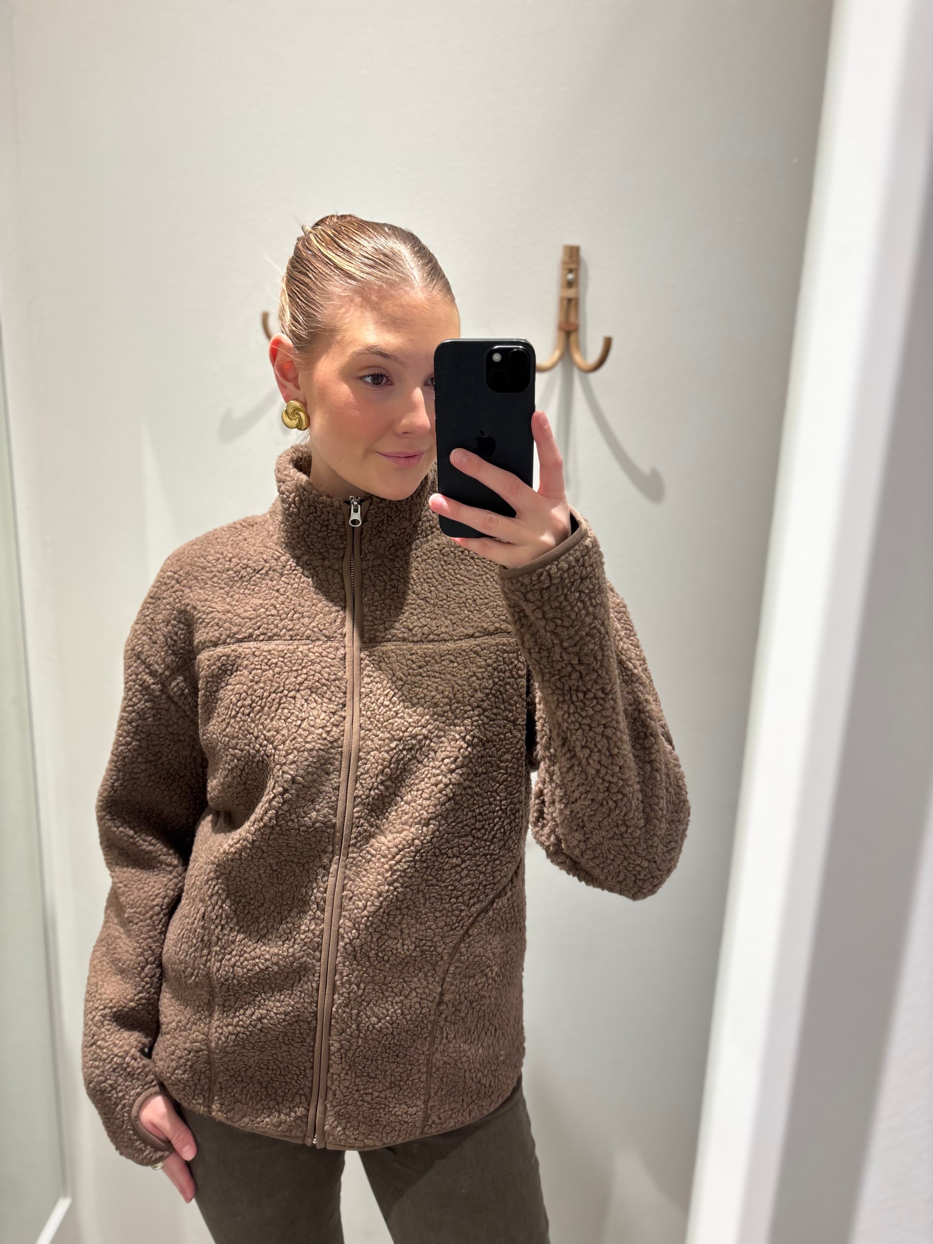 PIECES - SADIA TEDDY JACKET - COFFEE QUARTZ