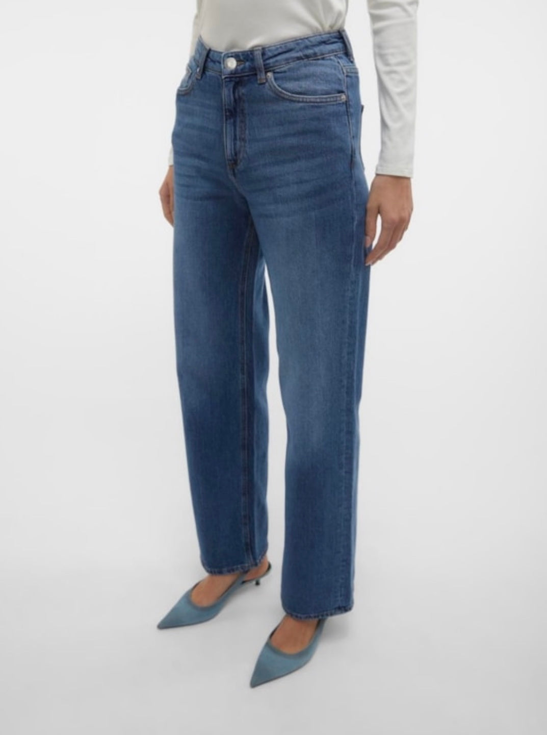 VERO MODA - TESSA HR WIDE JEANS - MEDIUM BLUE DENIM