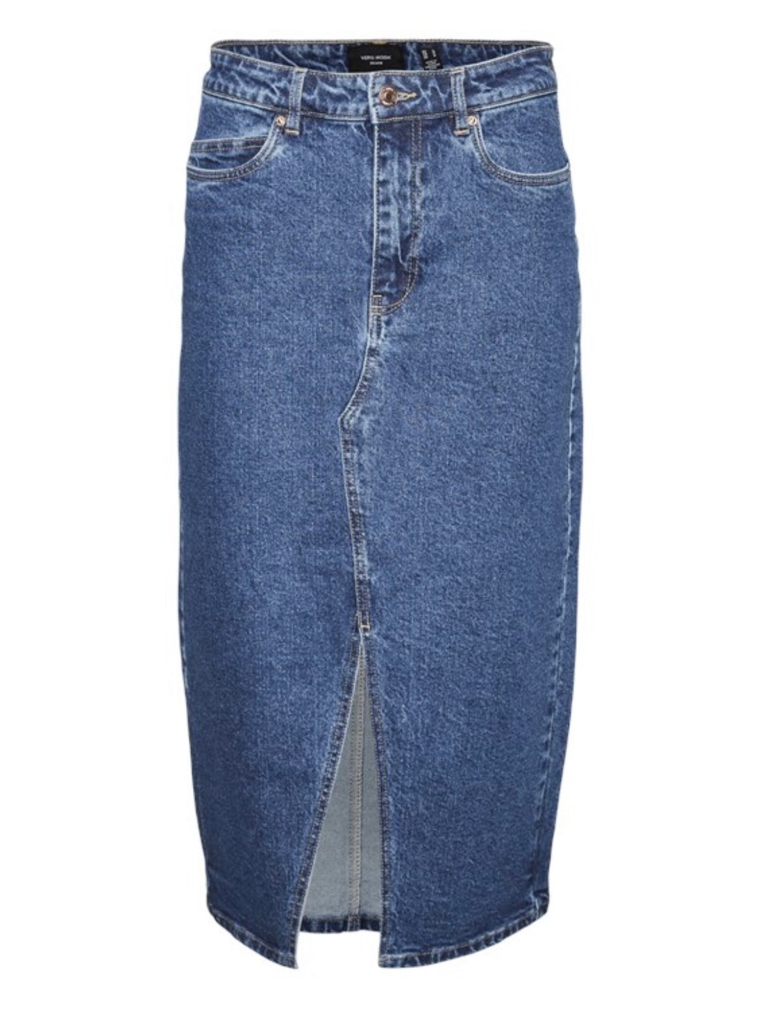 VERO MODA - VERI HR CALF DENIM SKIRT - MEDIUM BLUE DENIM