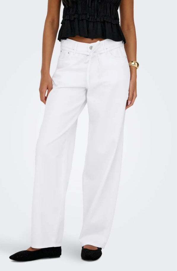 ONLY - GINNA MW STRAIGHT DOT 211 - WHITE DENIM