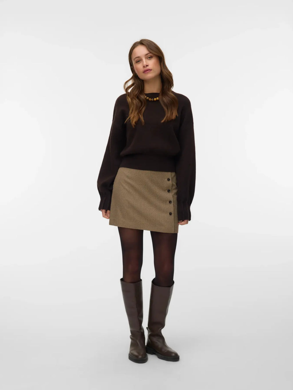 VEROMODA - KACY LS O-NECK PULLOVER - COCOLATE TORTE/MELANGE