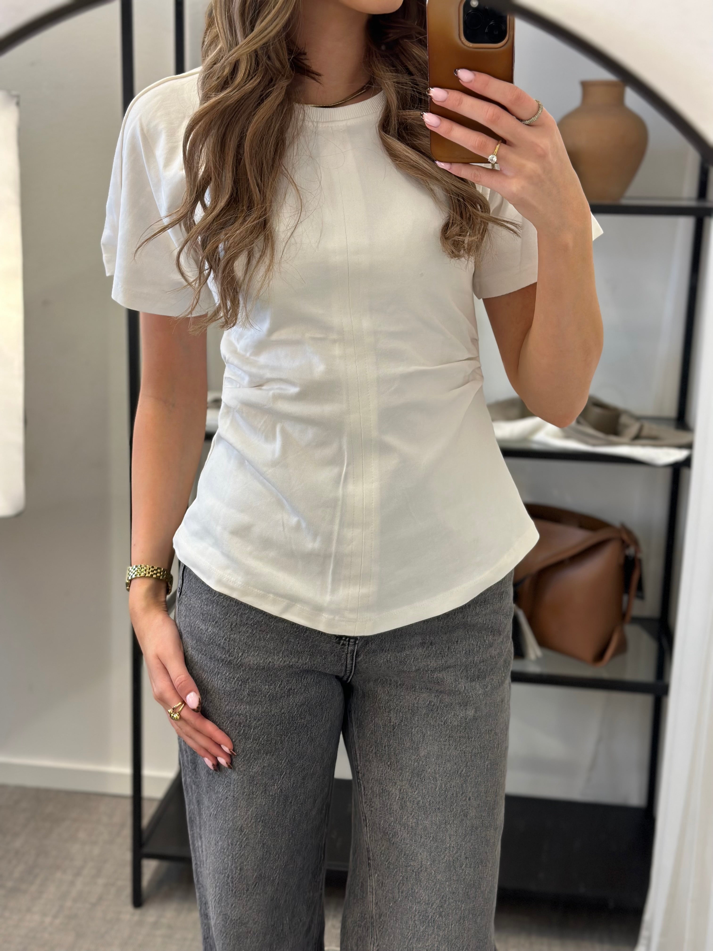 ONLY - MARIE LIFE S/S RUCHING TOP - CLOUD DANCER