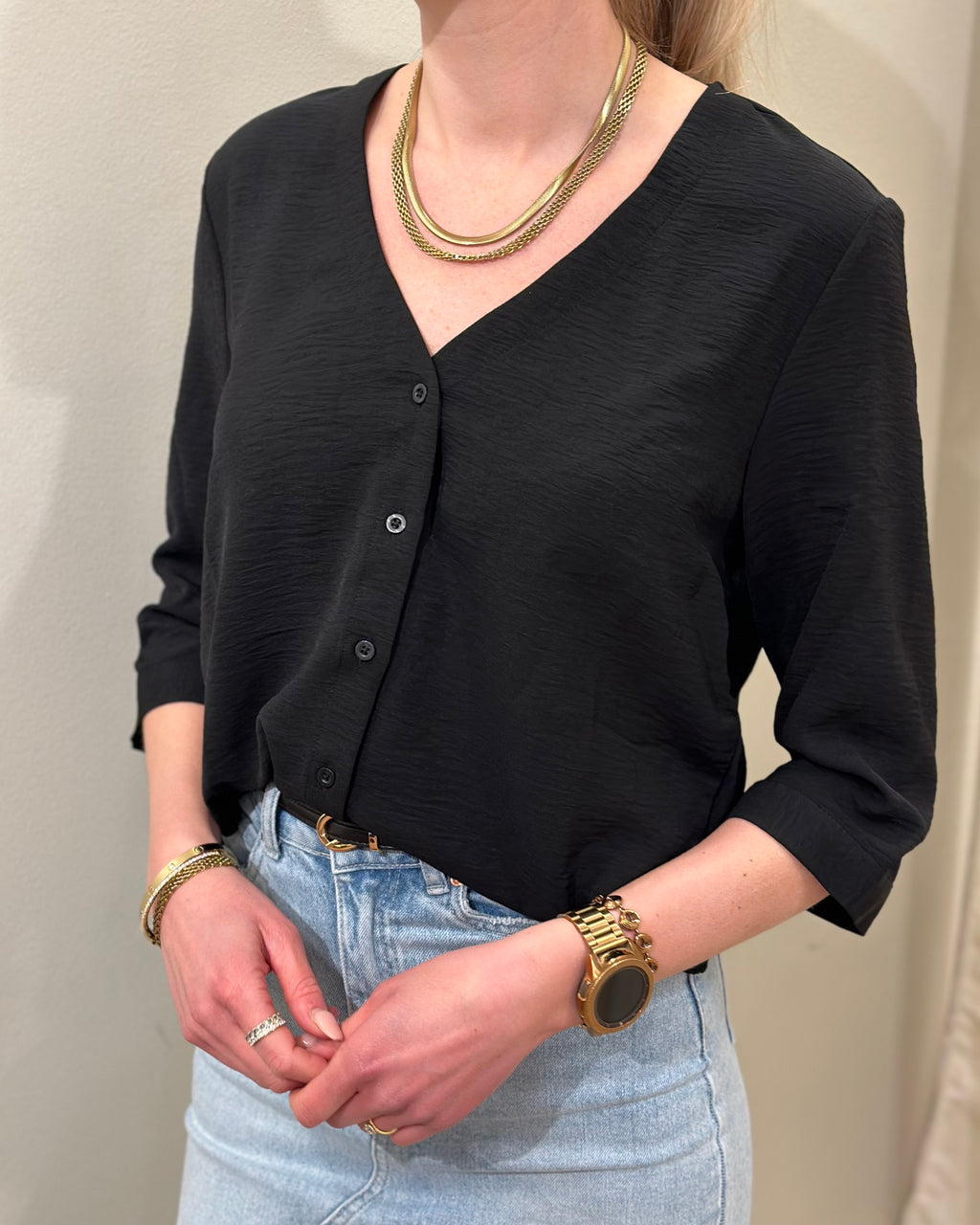 JDY - LION LIFE CAPOTE 3/4 SHIRT - BLACK