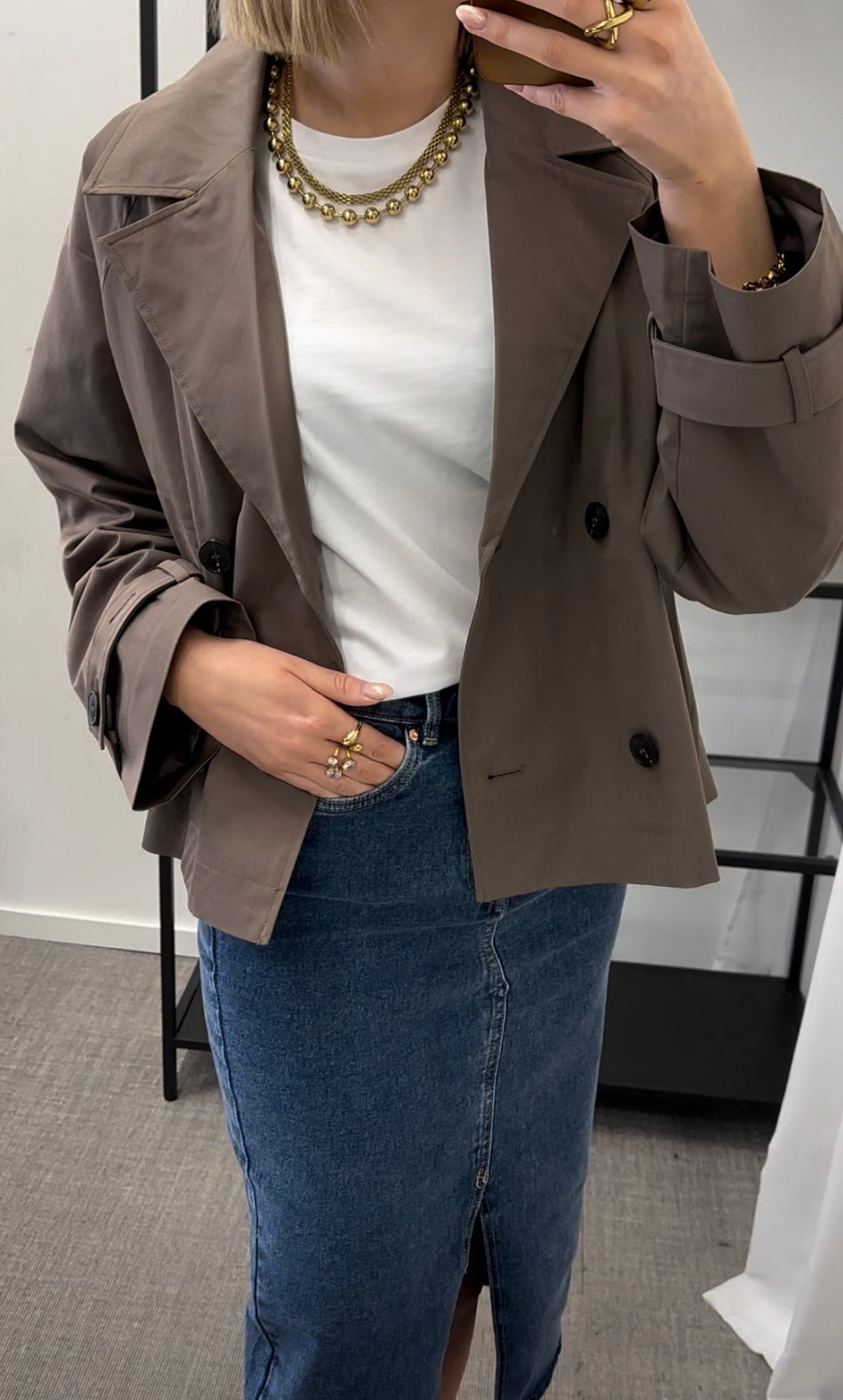 SELECTED FEMME - NEW CILO SHORT TRENCHCOAT - CHOCOLATE CHIP