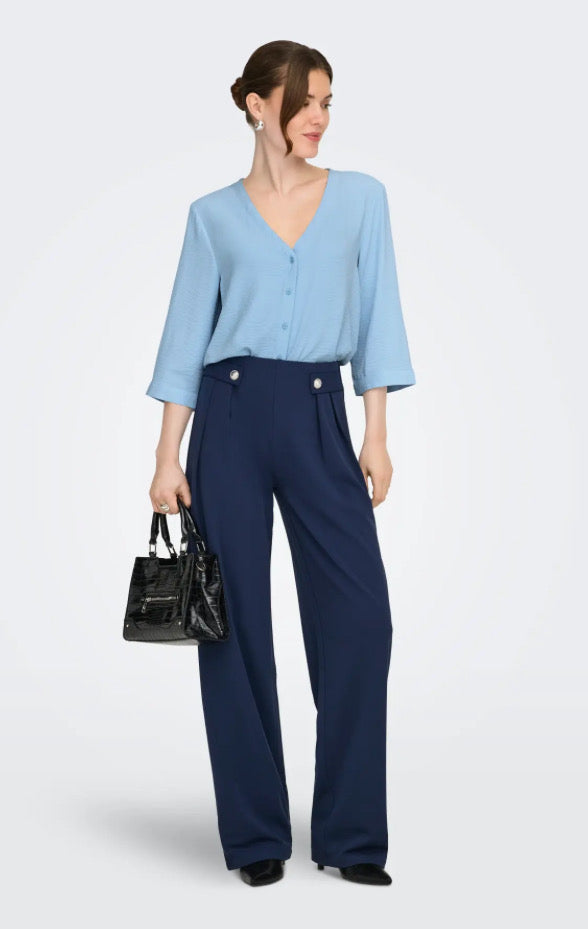 JDY - LION LIFE CAPOTE 3/4 SHIRT - POWDER BLUE