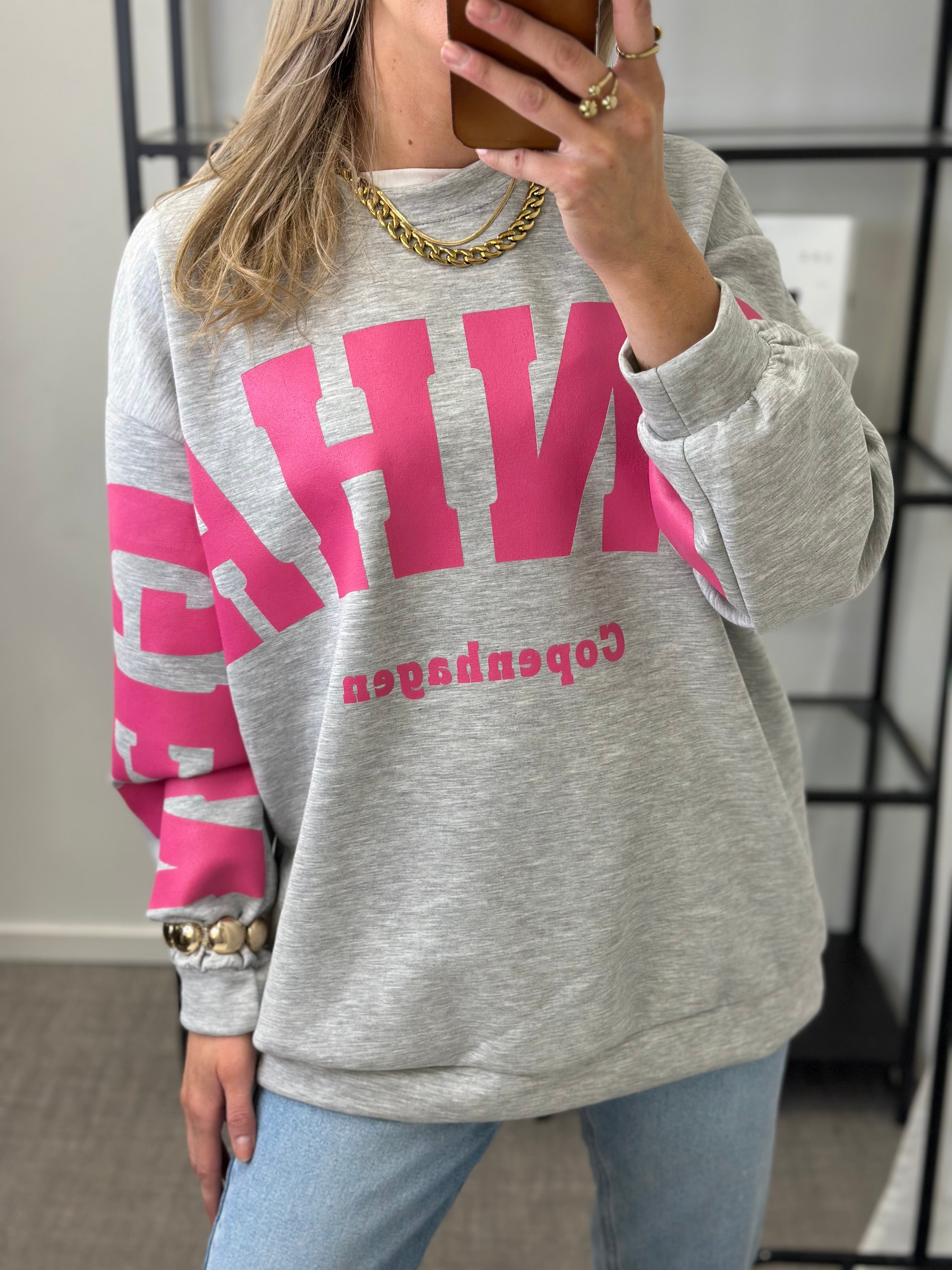 MARTA - HIBISCUS SWEATSHIRT 22659 GREY/PINK