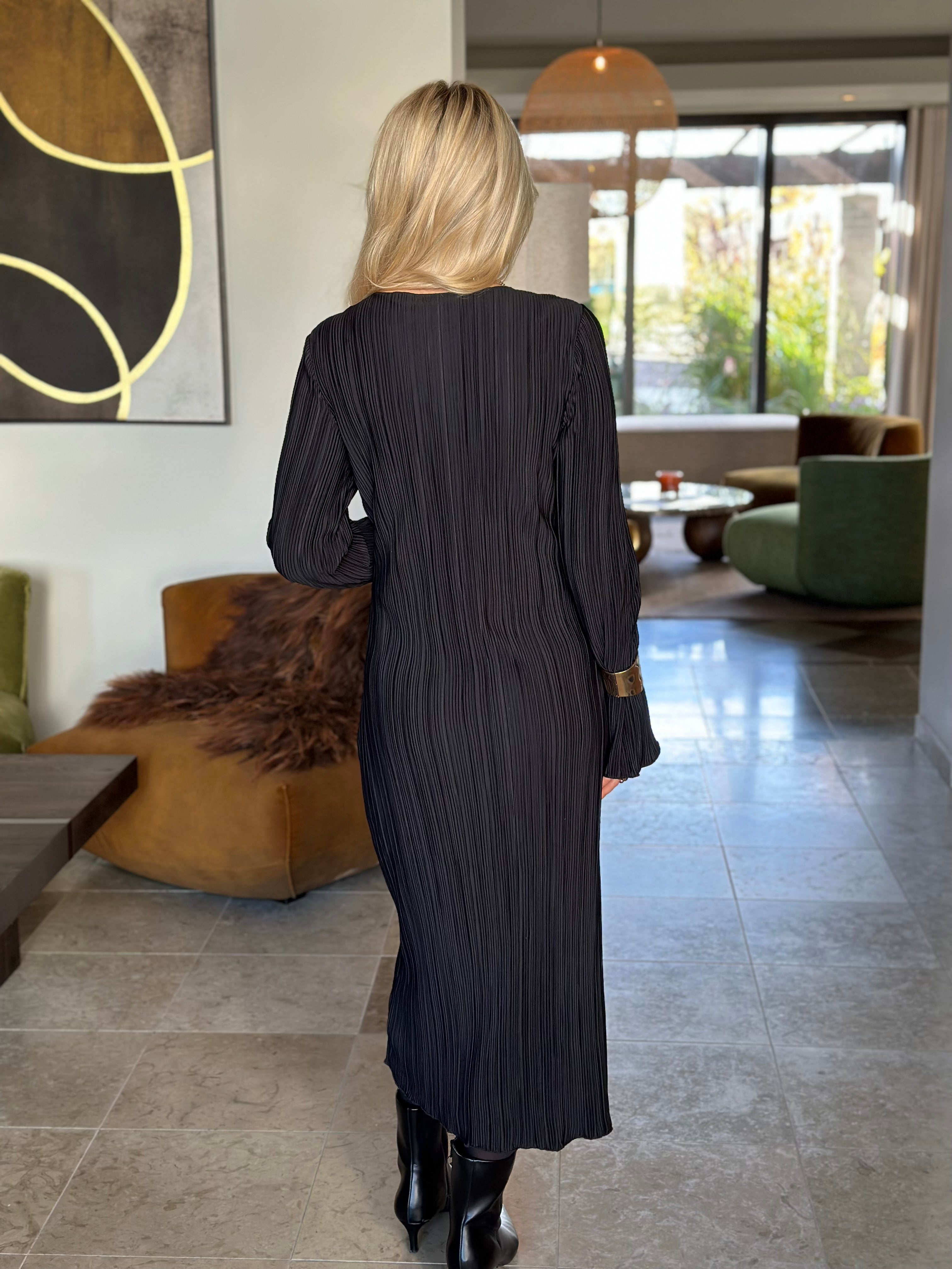 ONLY - PERY L/S LONG DRESS BOST NECK - BLACK
