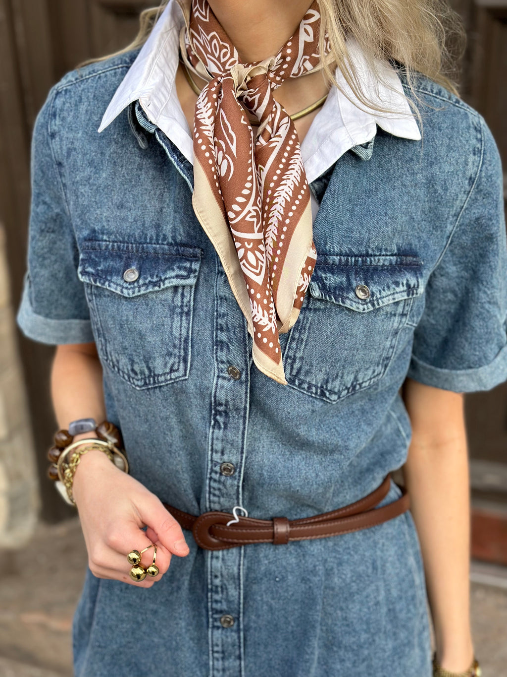 VEROMODA - JENNIE SS SHORT DENIM DRESS - MEDIUM BLUE DENIM